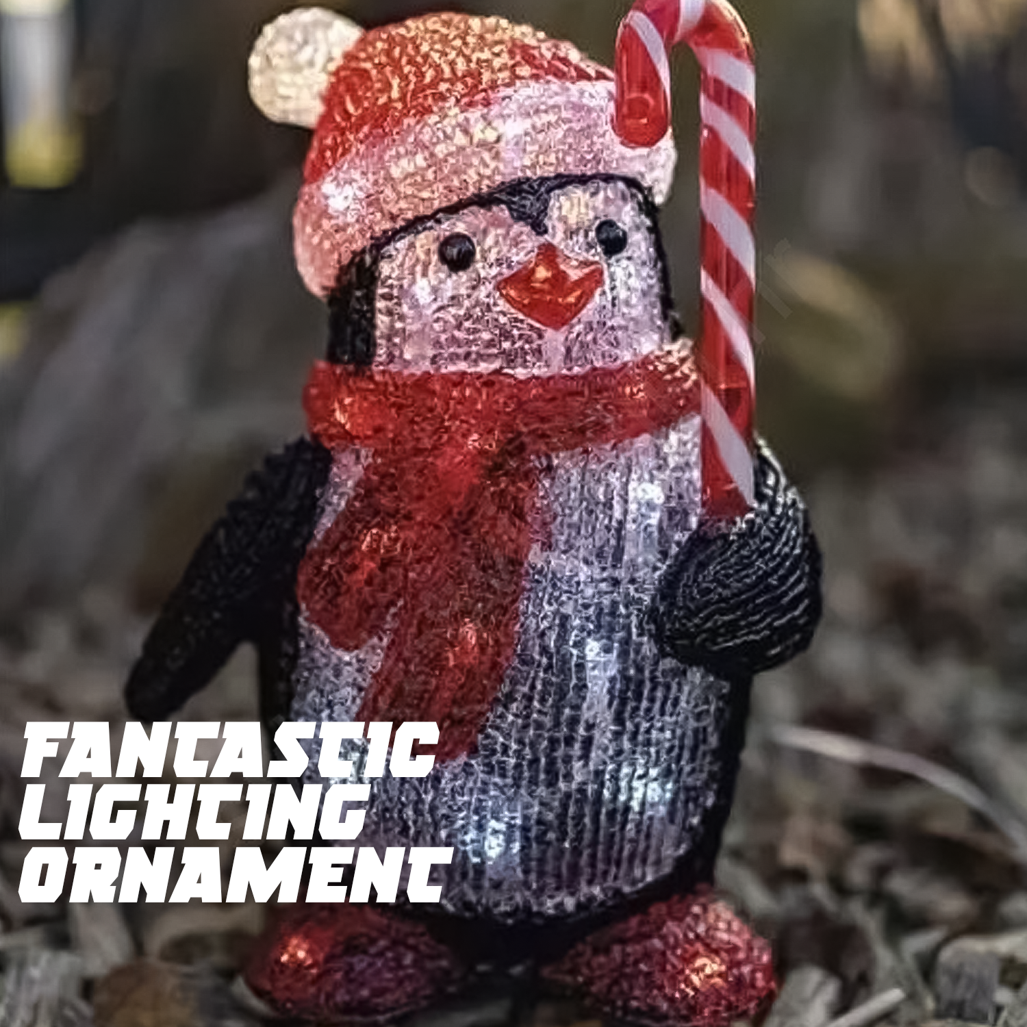 LED acrylic penguin holiday decoration with warm lights