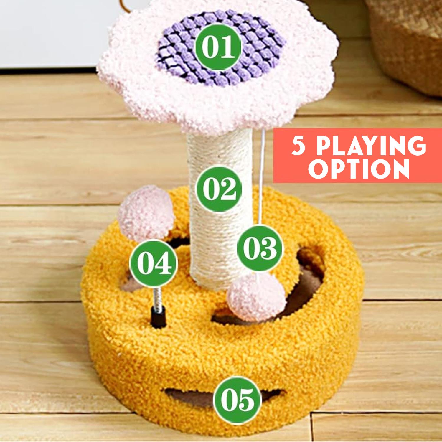 Large cat tree with multiple platforms