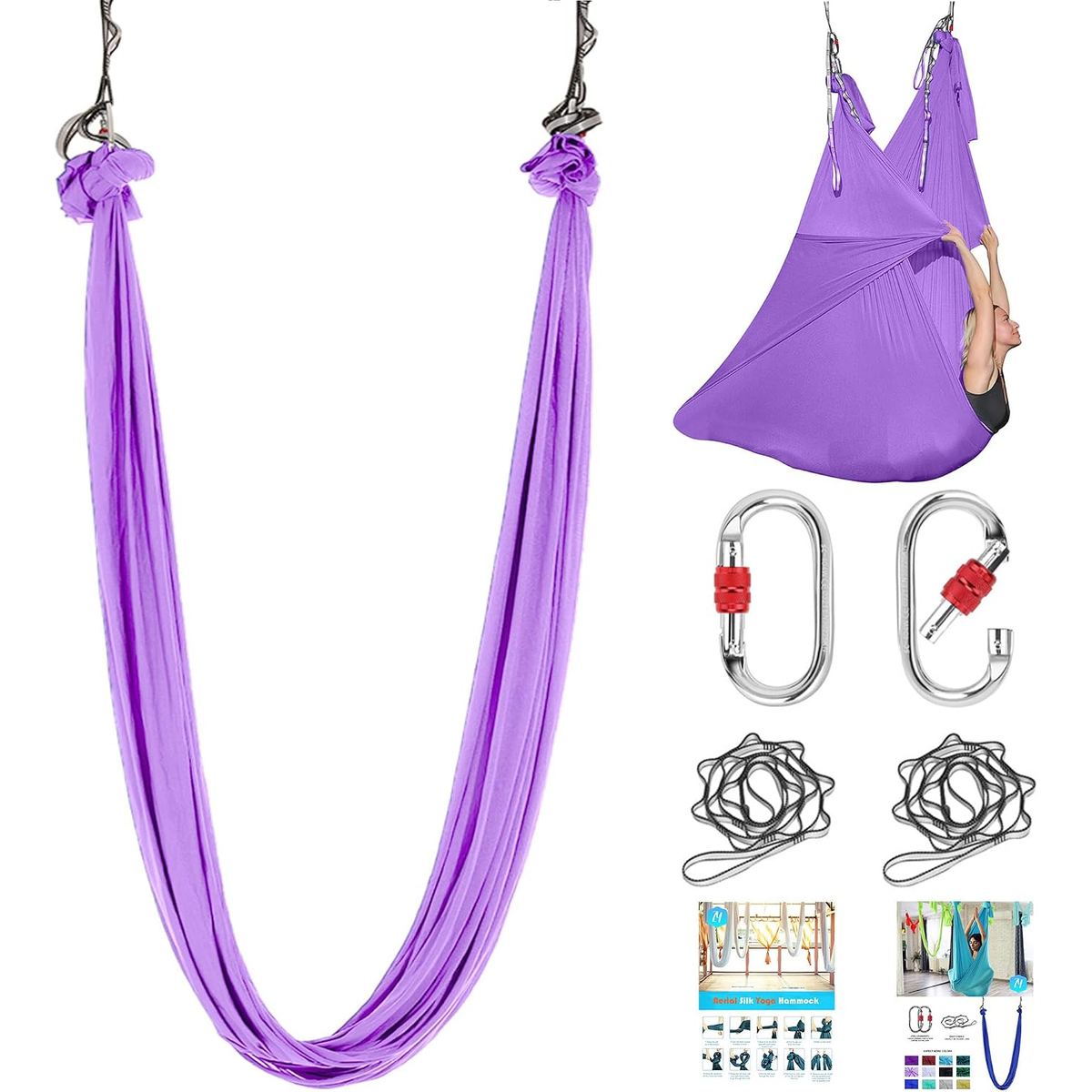 Light Purple Aerial Yoga Hammock Swing Set