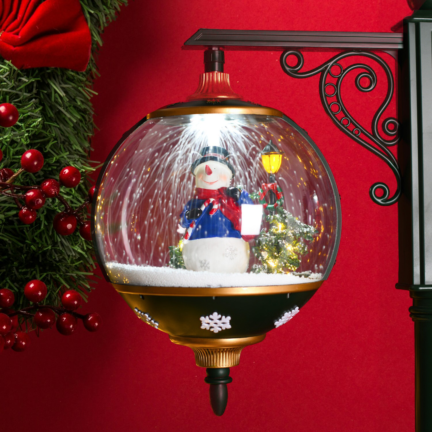 Lighted Christmas musical lantern for table or mantel decoration
