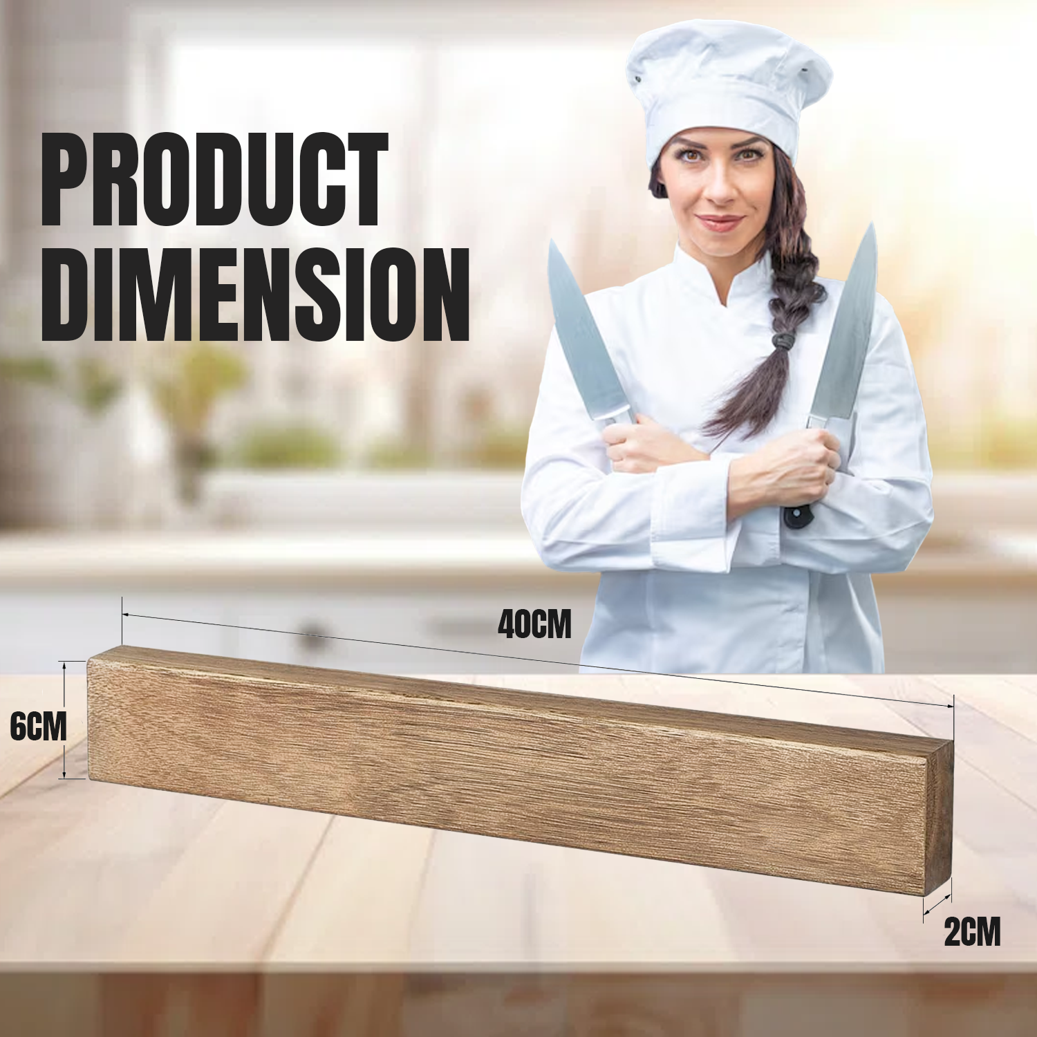 Magnetic knife holder for kitchen wall