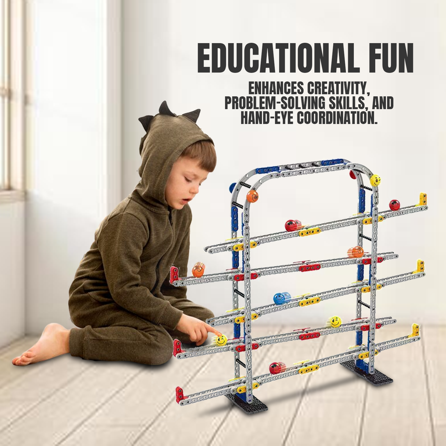 Marble run race track toy for kids