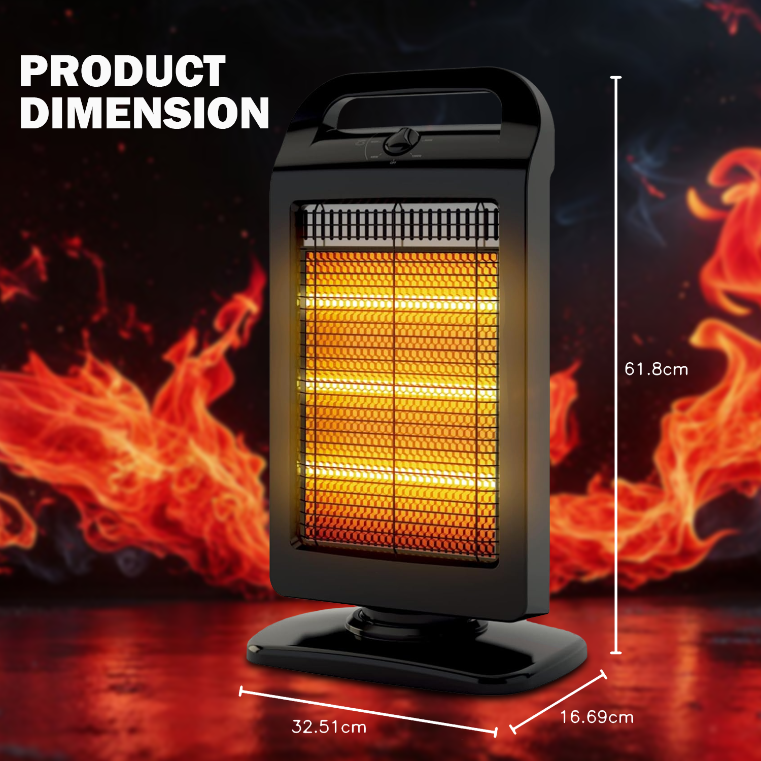 Mini space heater for bedrooms and small rooms