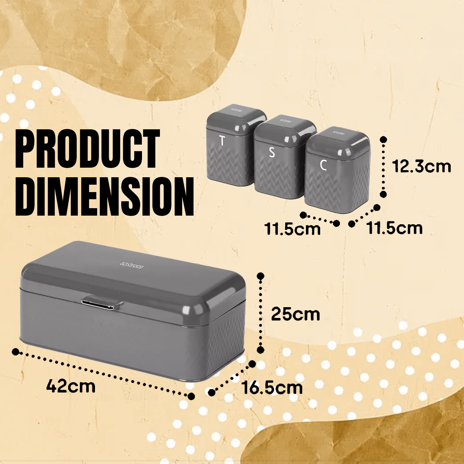Modern bread bin set with matching containers
