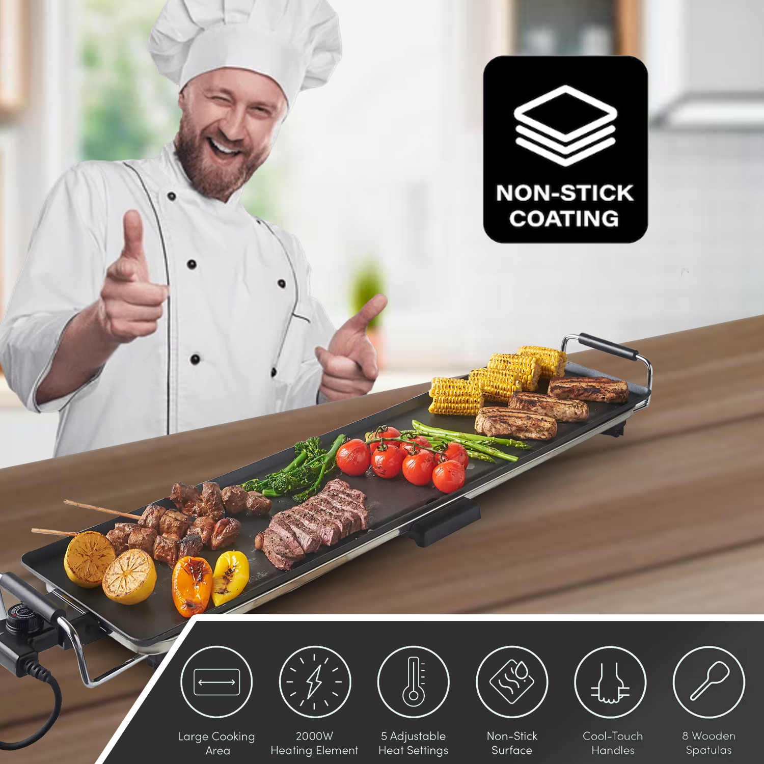 Non-stick BBQ griddle plate for meat and vegetables
