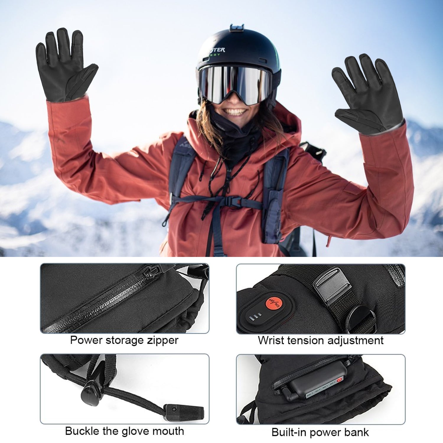 Outdoor rechargeable heated gloves for extreme cold