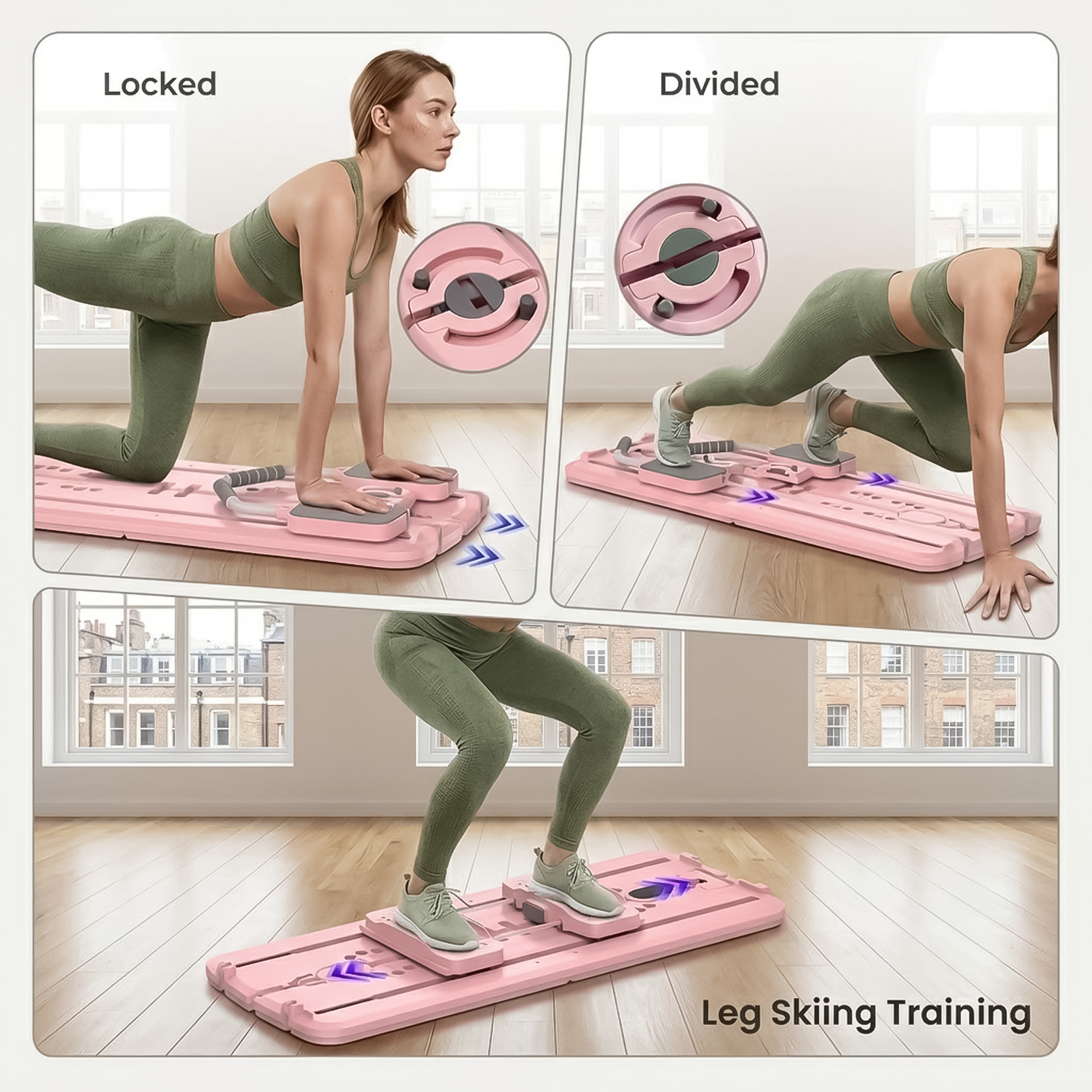 Pilates board with resistance bands for strength training