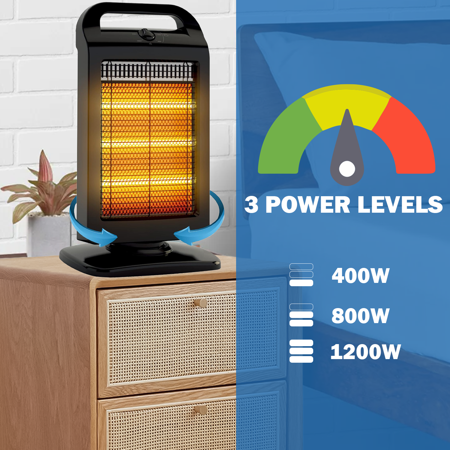 Portable electric room heater for home and office