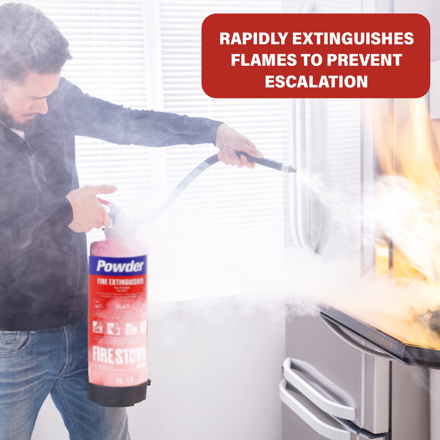 Portable fire extinguisher for kitchen and car