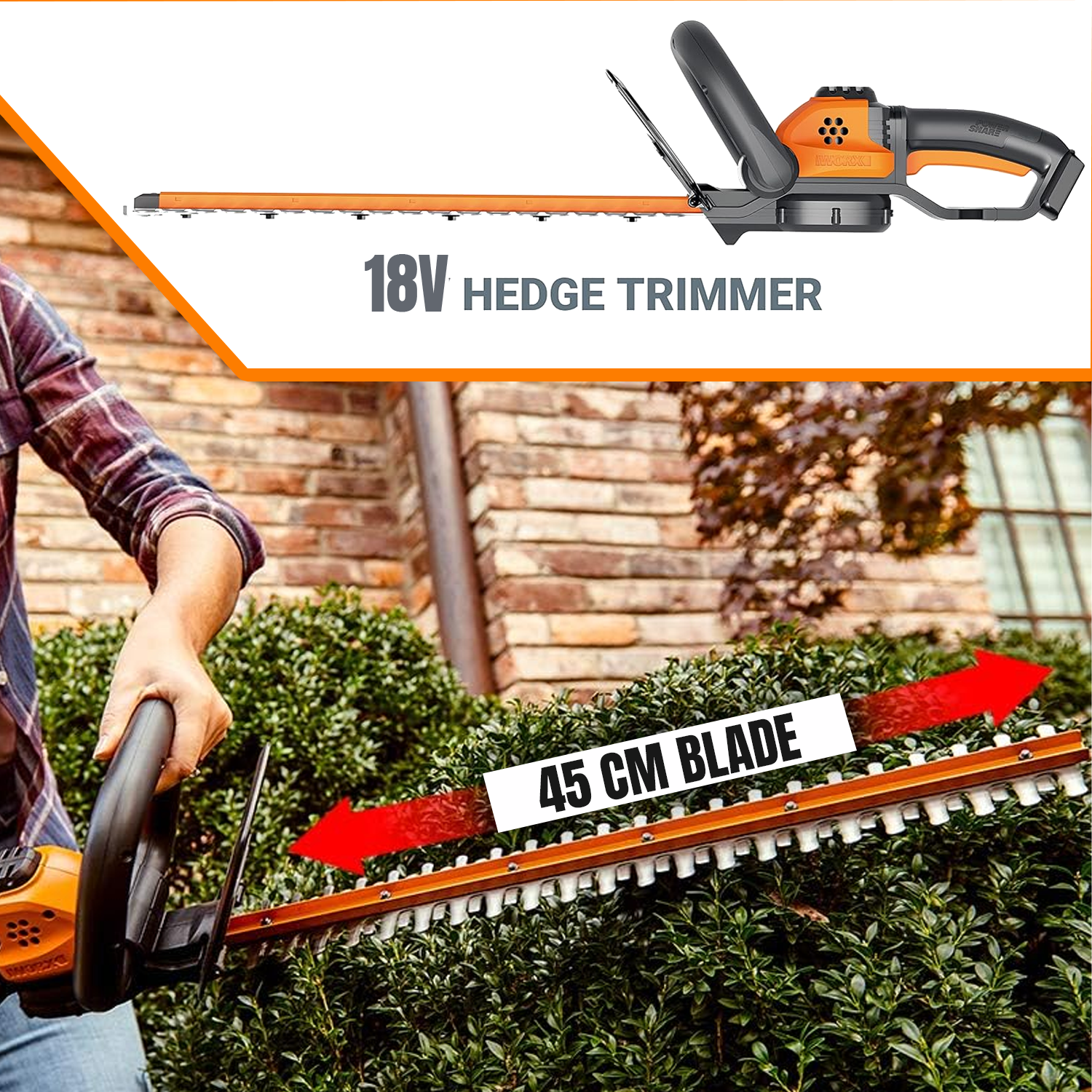 Powerful electric hedge trimmer cordless design