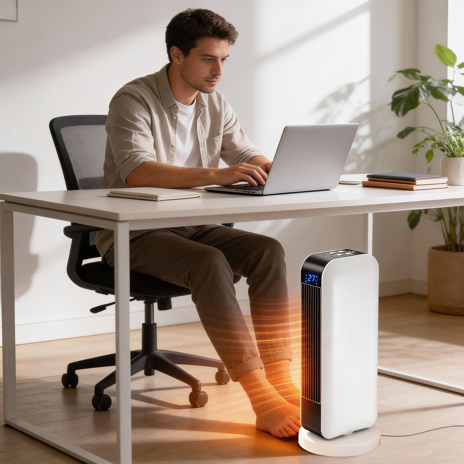 Quiet electric heater for bedroom and living room