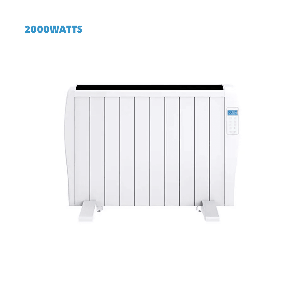 White 2000W 10-element electric thermal radiator with smartphone app control display