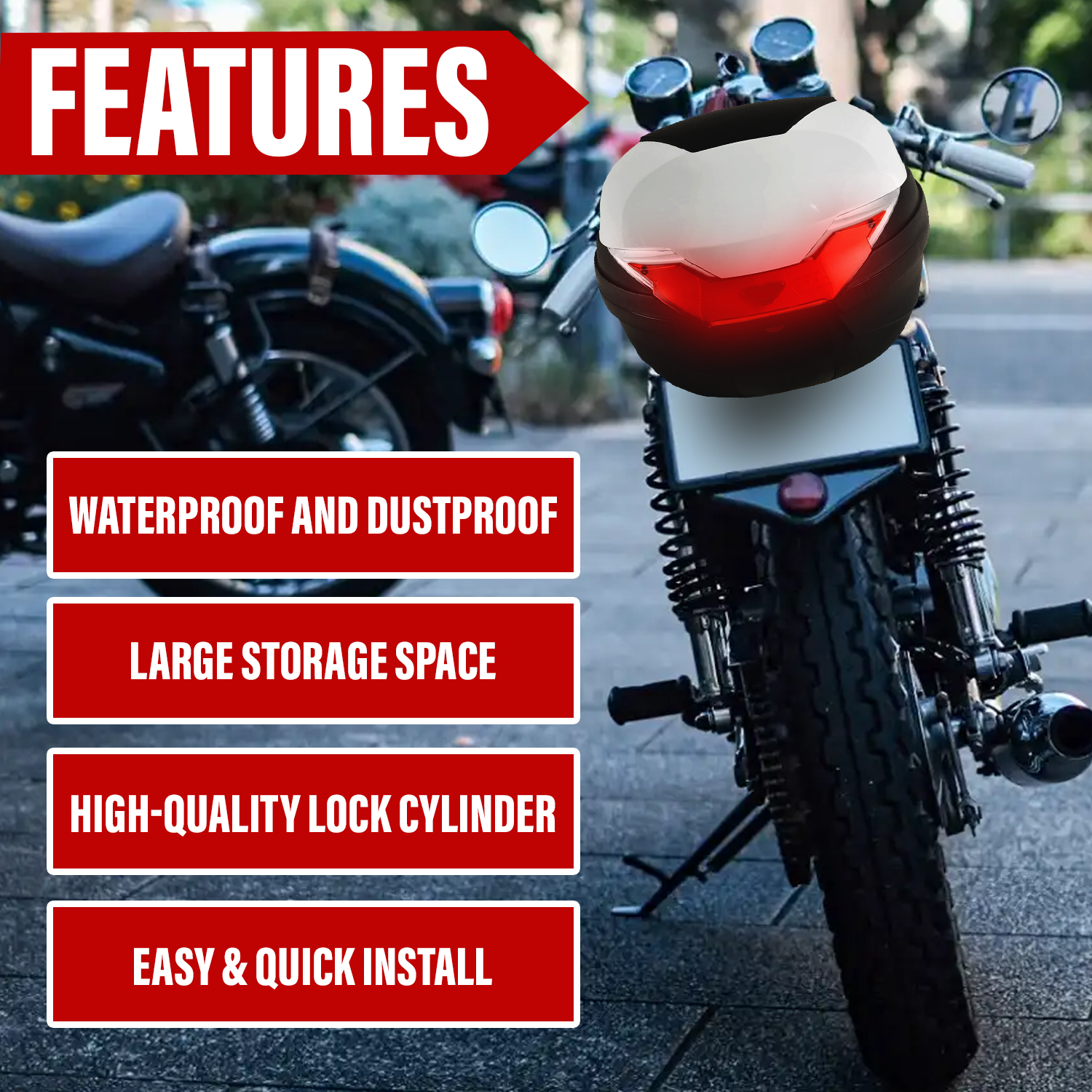 Rear seat storage bag for motorcycles