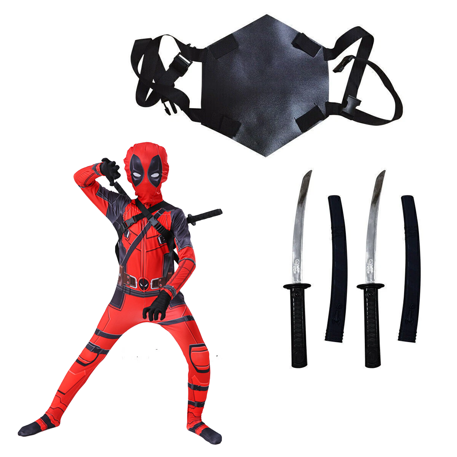Red Deadpool superhero costume for party