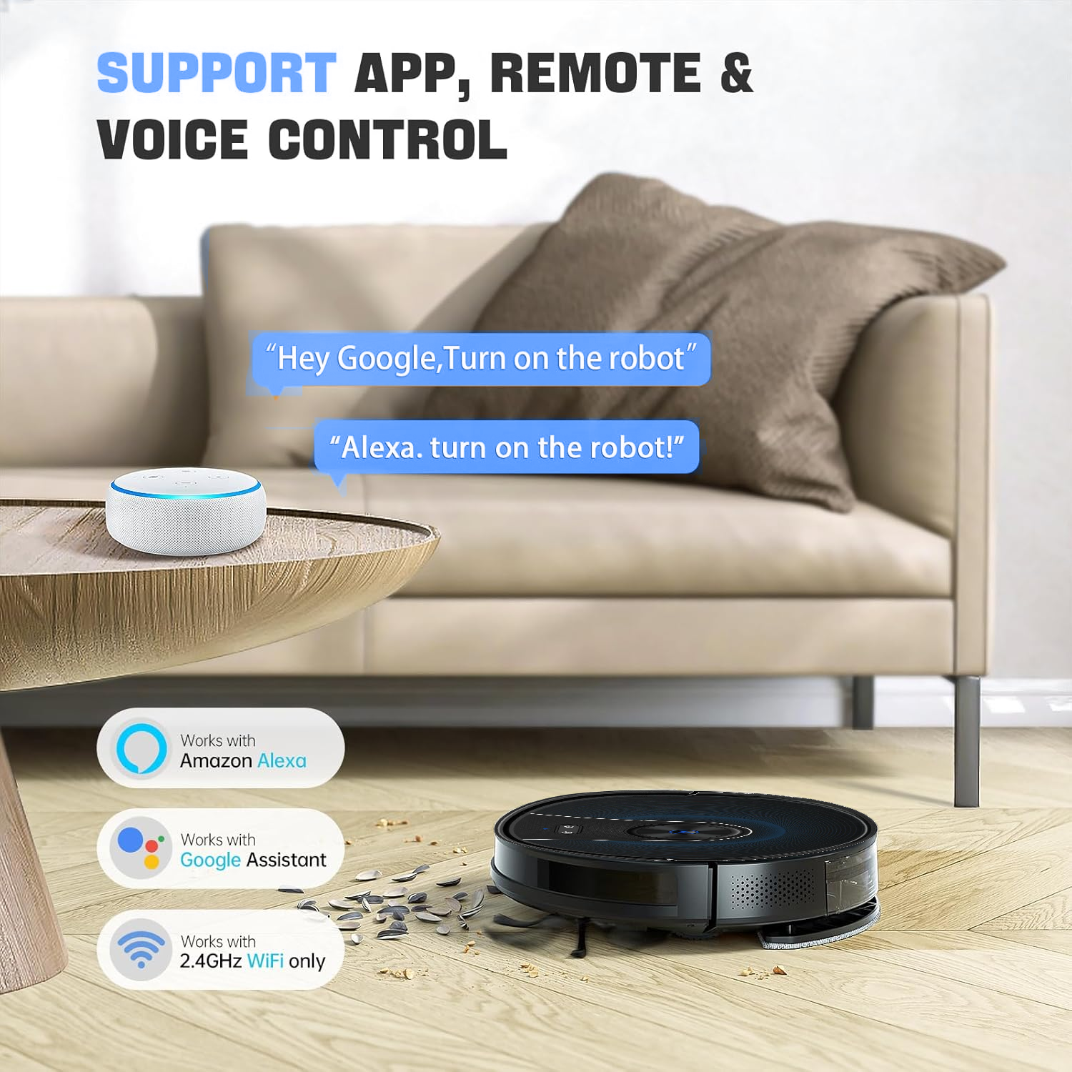 Robotic floor cleaner with strong suction power