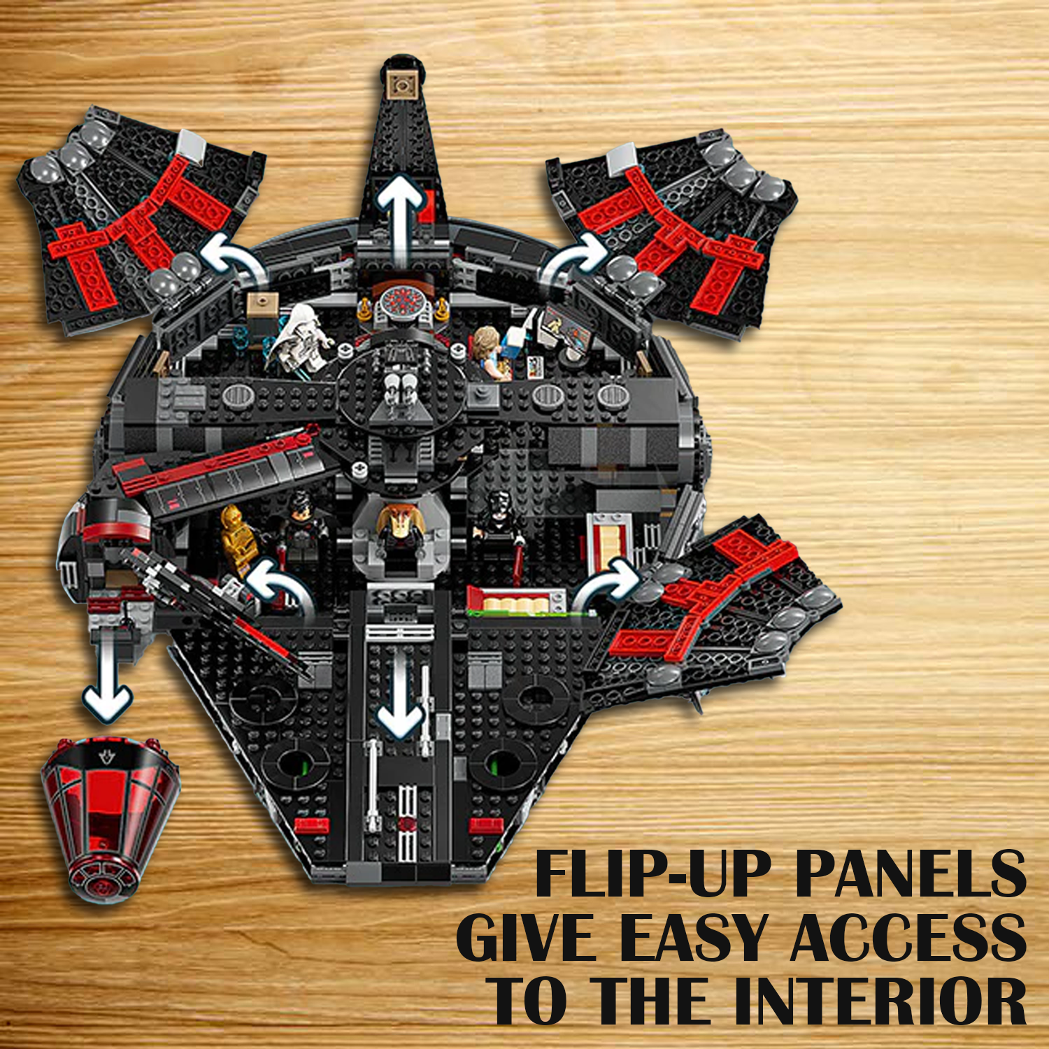 Sci-fi spacecraft model – black Millennium Falcon