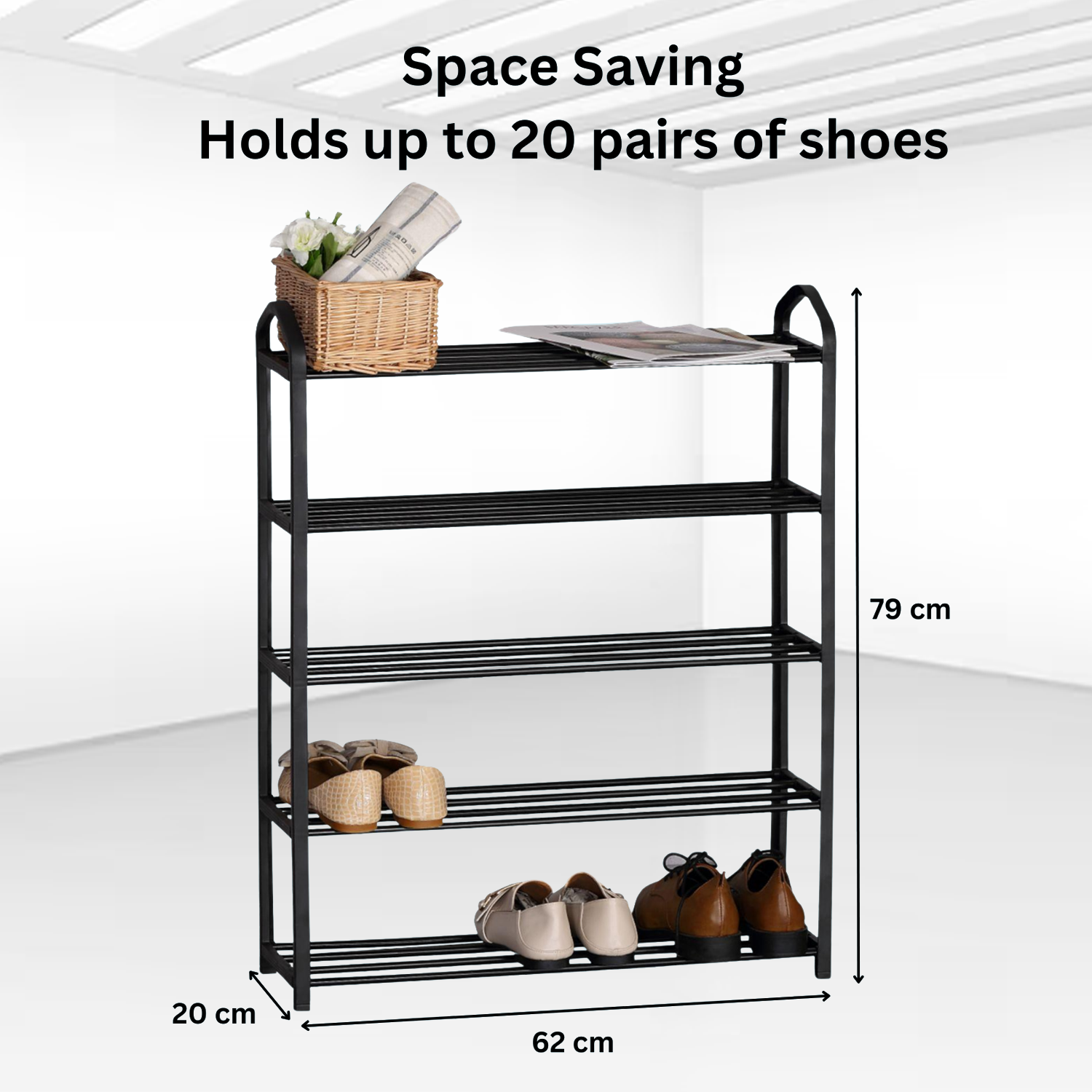 Shoe storage rack for home and entryway
