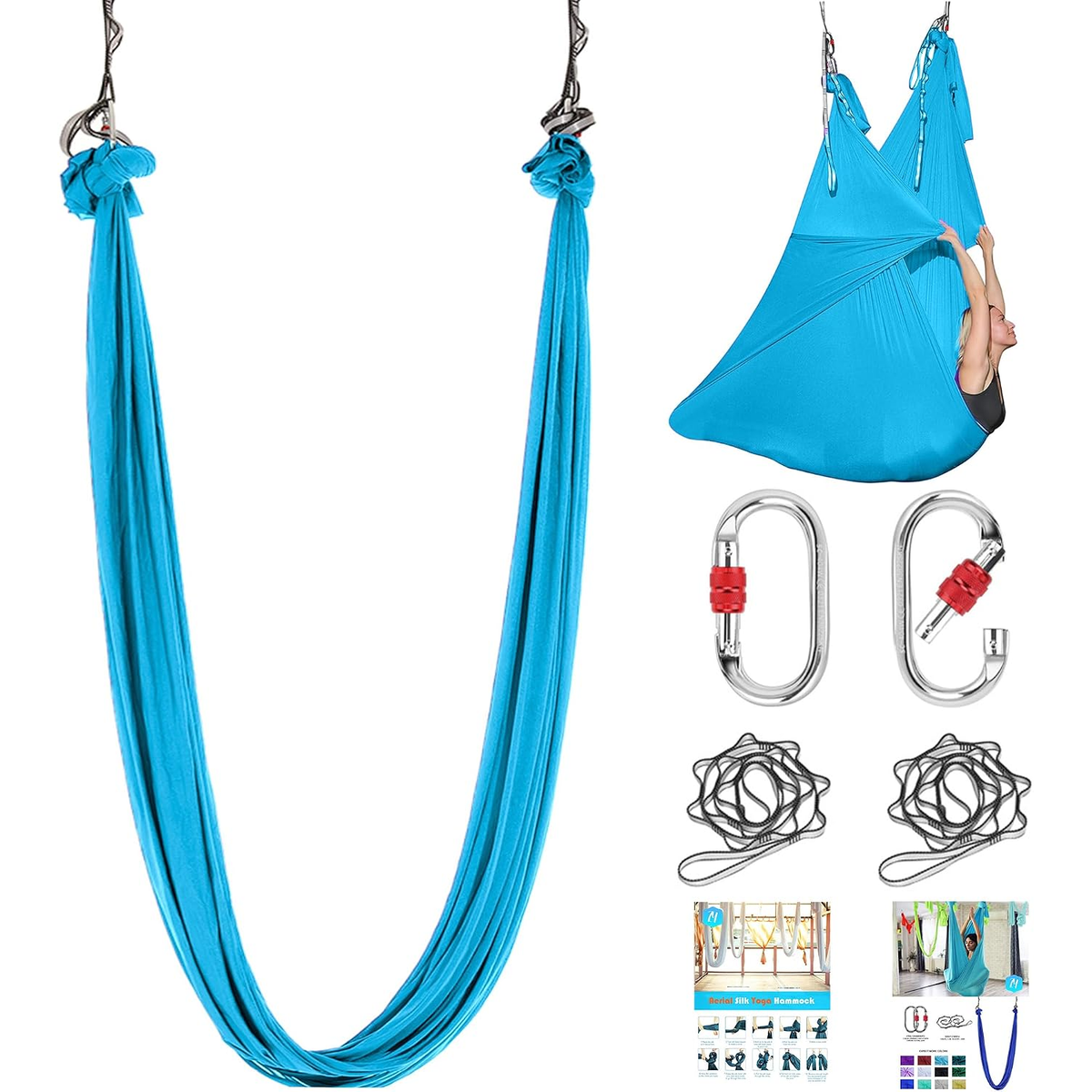 Sky Blue Aerial Yoga Hammock Swing Set