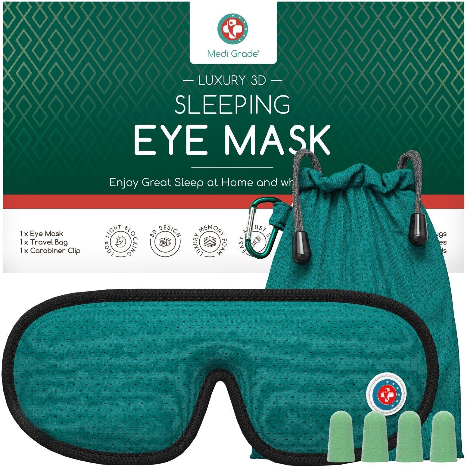 Sleeping Eye Mask - 3D Blackout, Ear Plugs, Clip, Bag