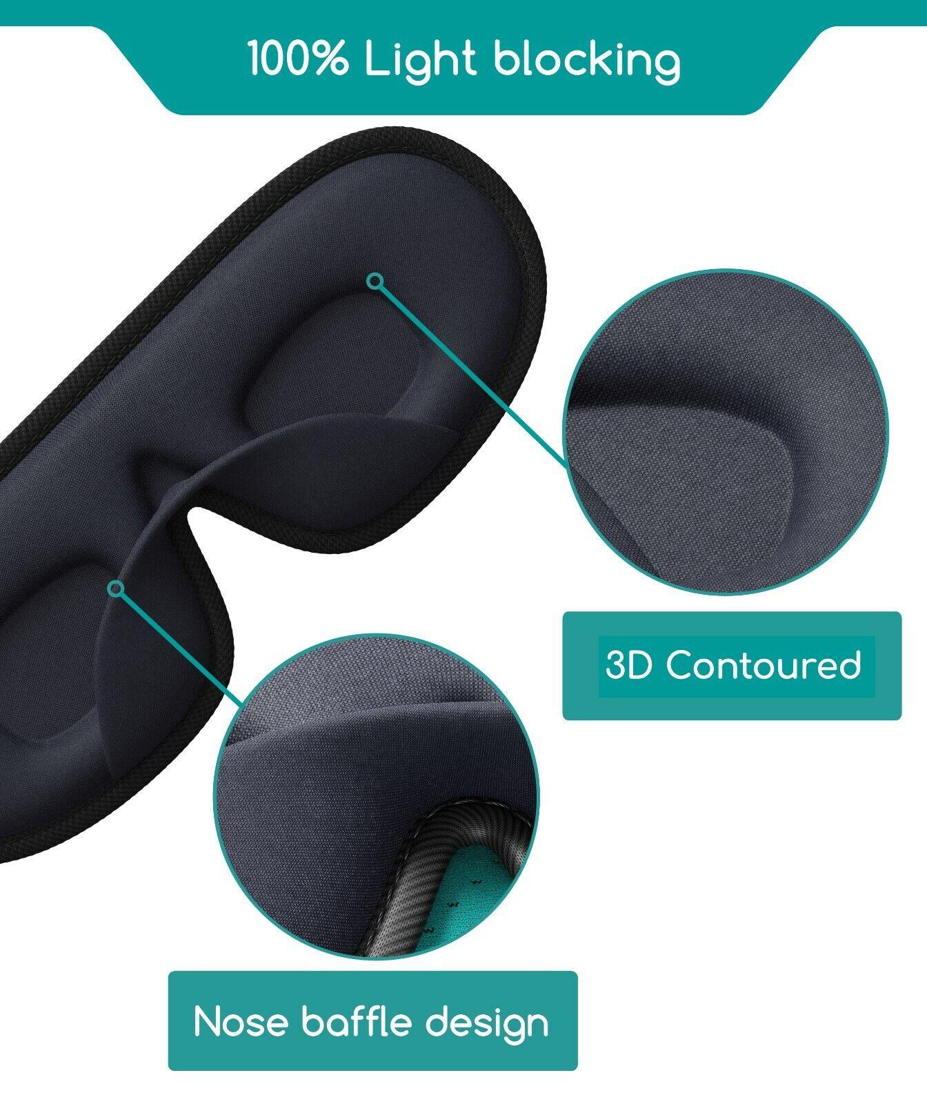 Sleeping Eye Mask - 3D Blackout, Ear Plugs, Clip, Bag