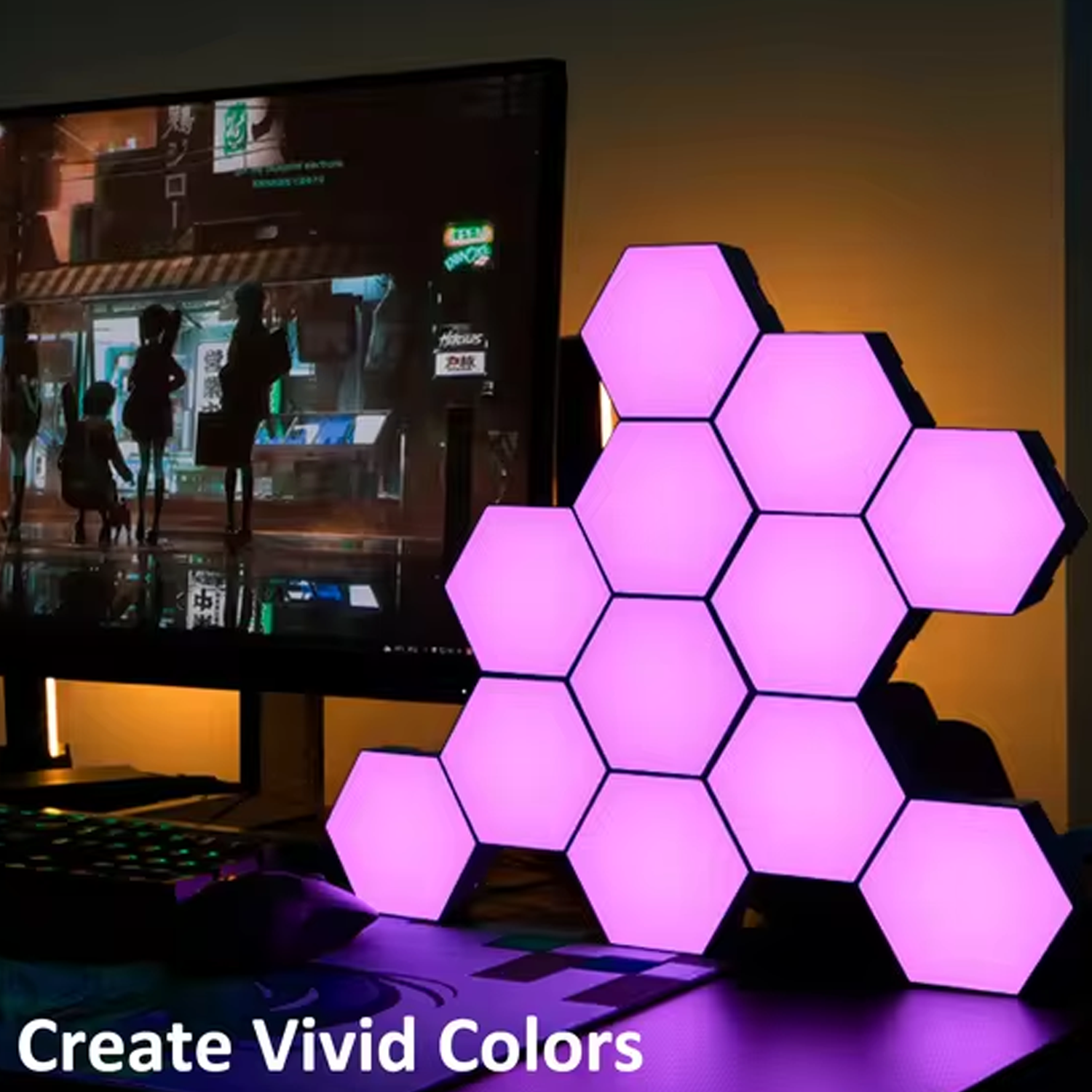Smart hexagon wall lights with remote