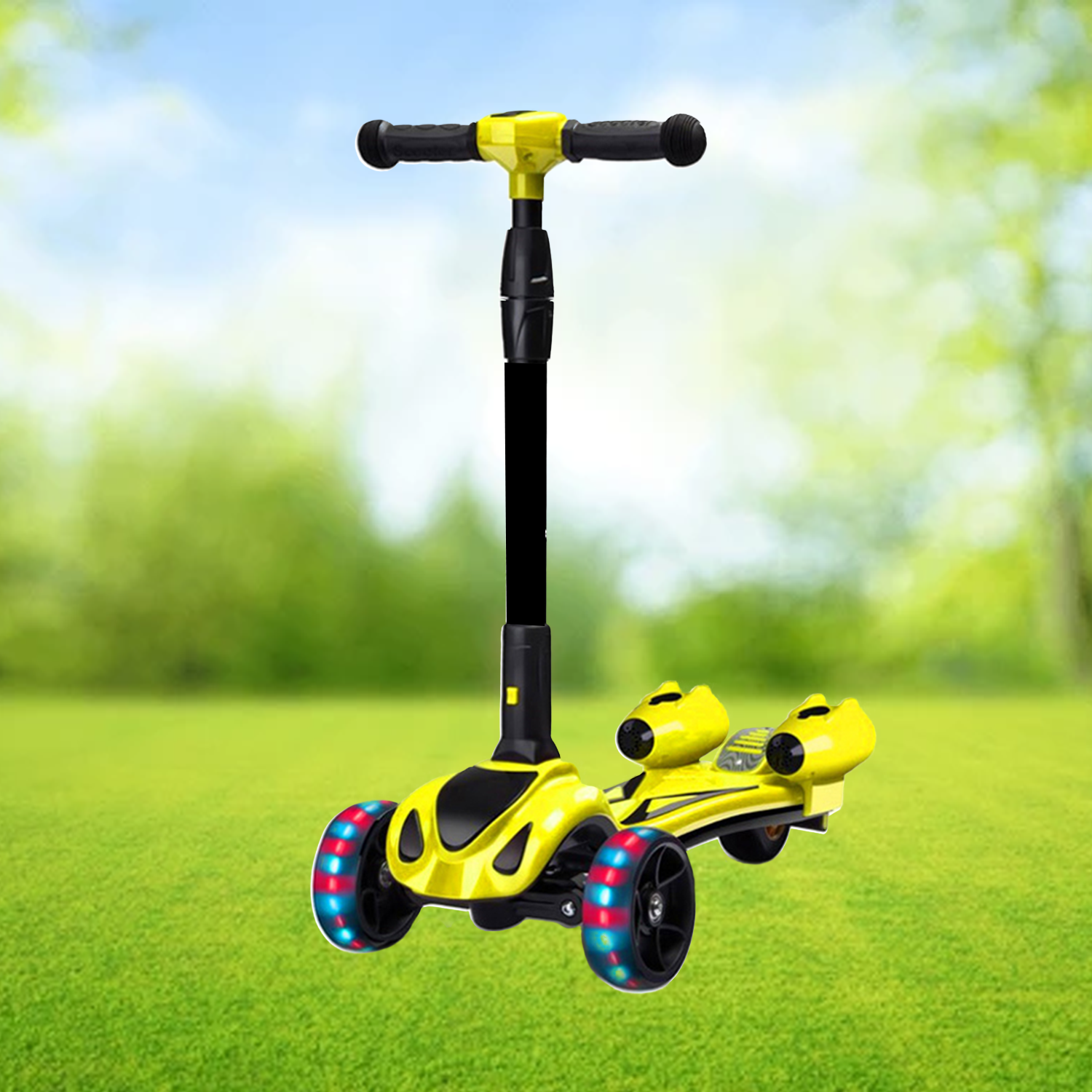 Smooth-riding kids scooter with rear brake