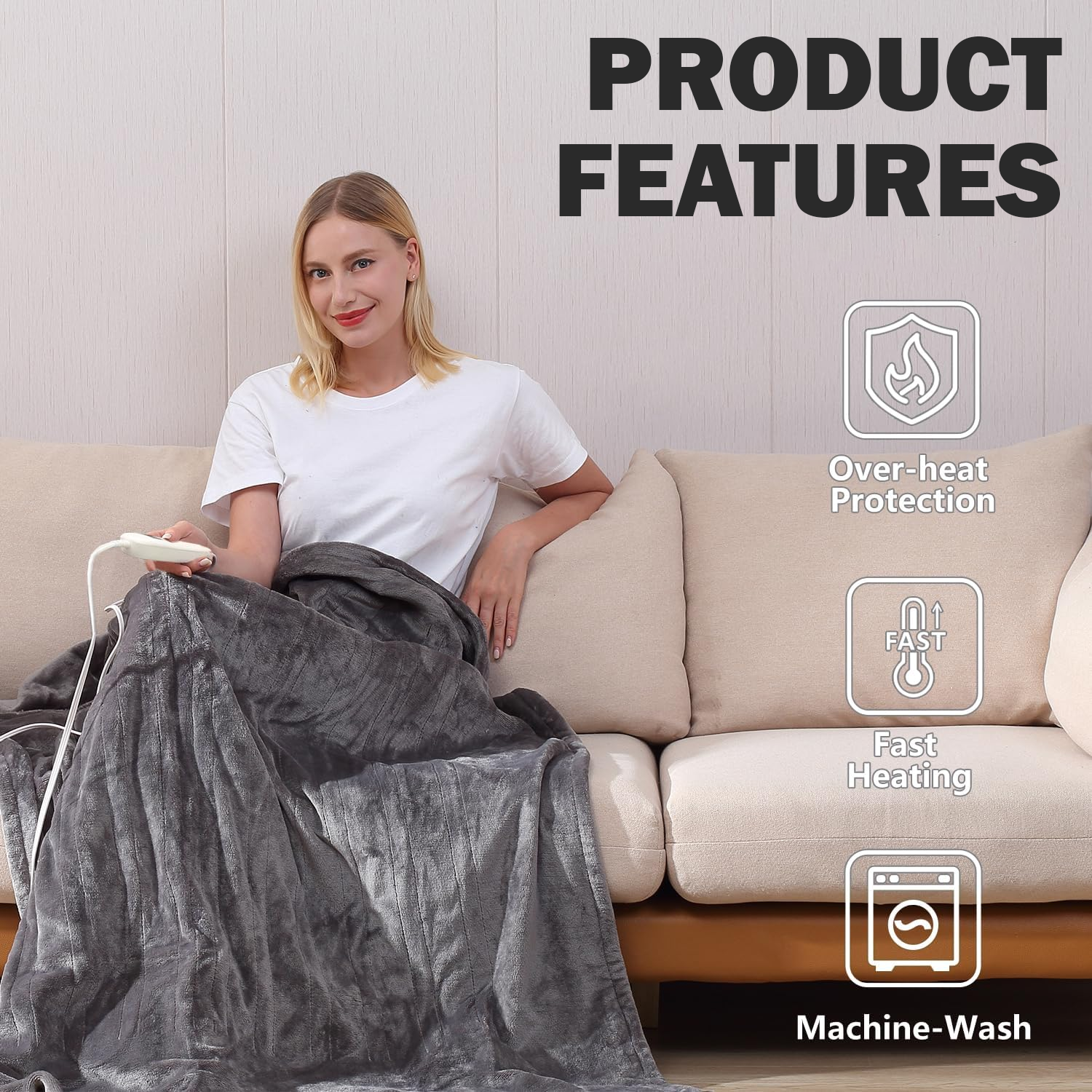 Soft fleece electric blanket for winter warmth