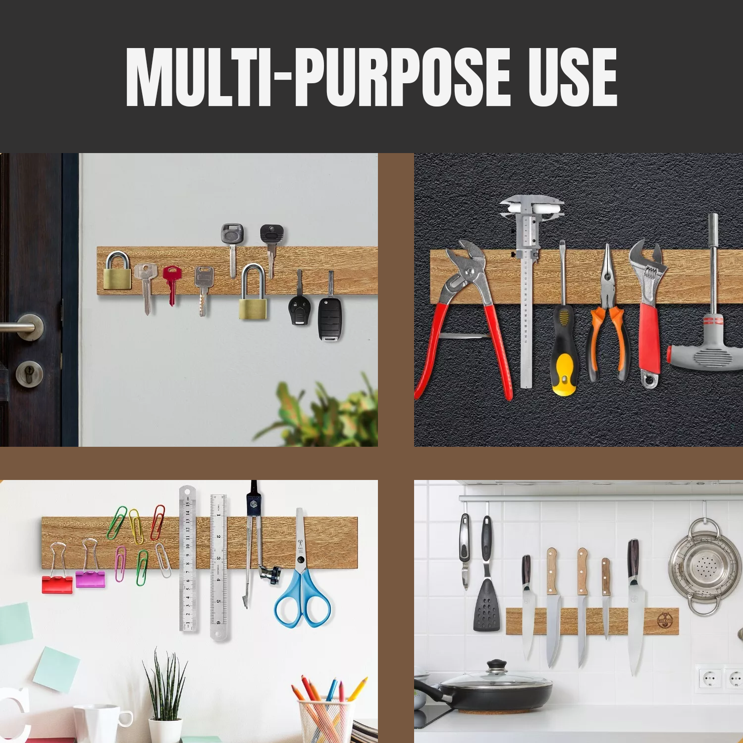 Space-saving knife holder for kitchen