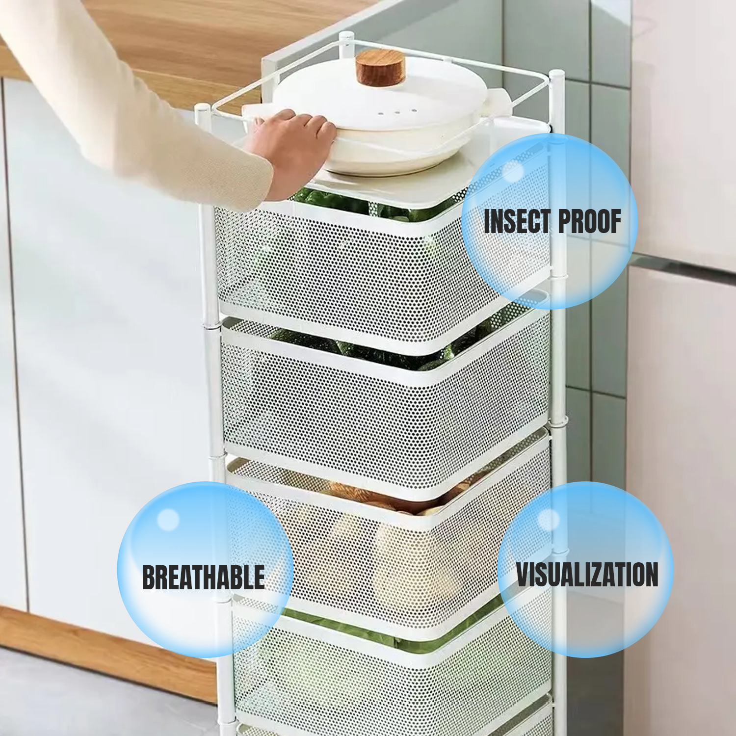 Space-saving veggie storage organizer