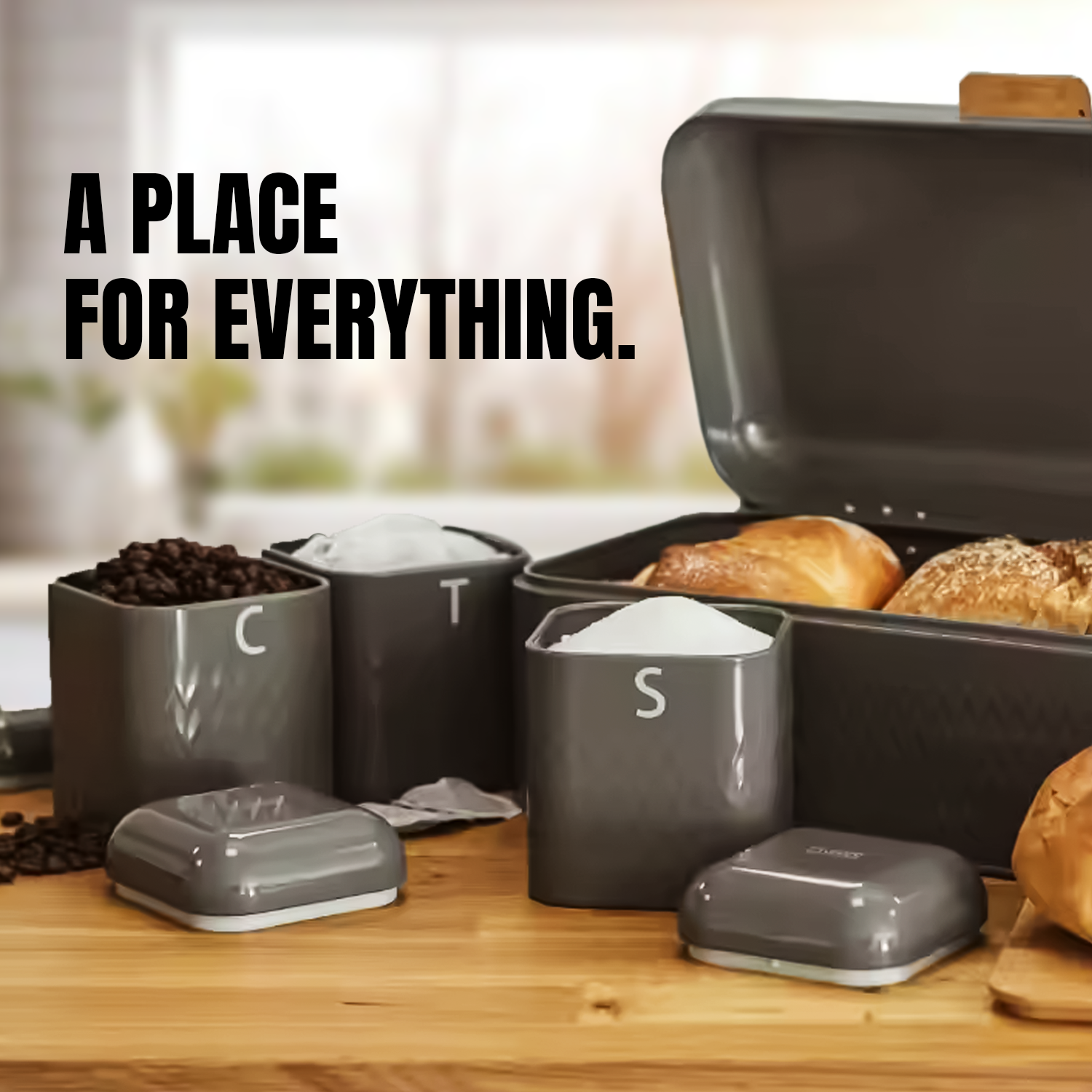 Stylish bread bin and container set