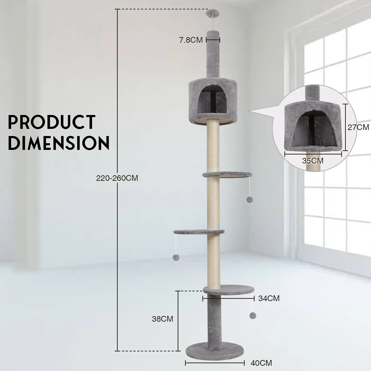 Stylish cat tree with levels and resting spots