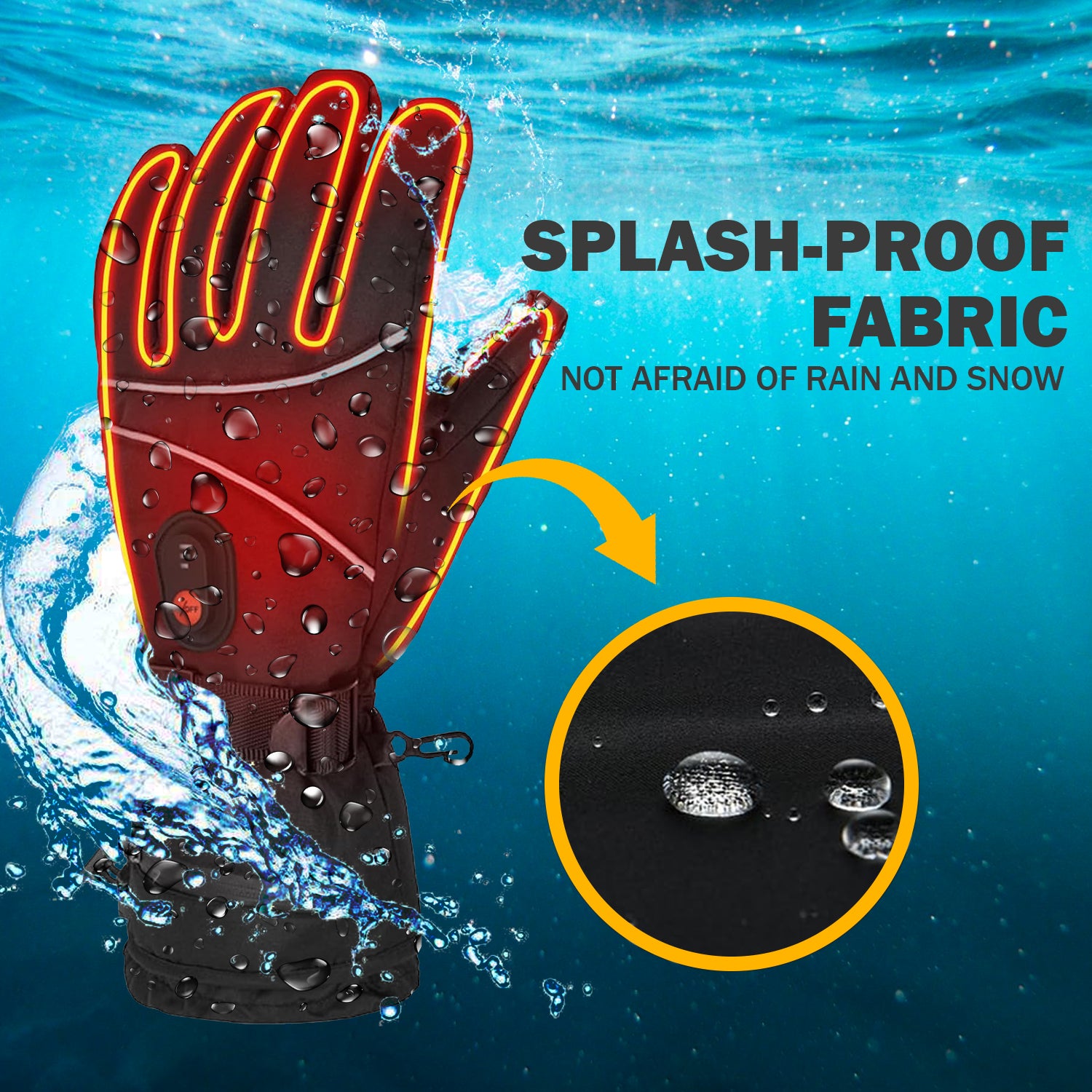 Thermal rechargeable gloves for skiing and snowboarding