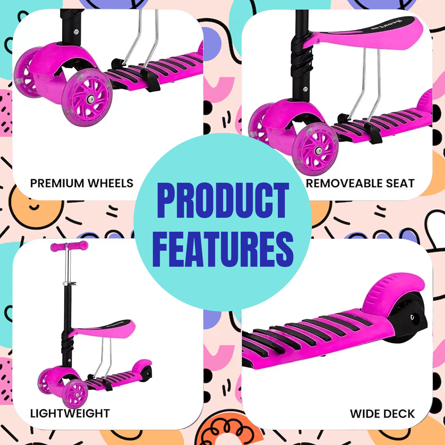 Toddler-friendly three-wheel scooter for balance