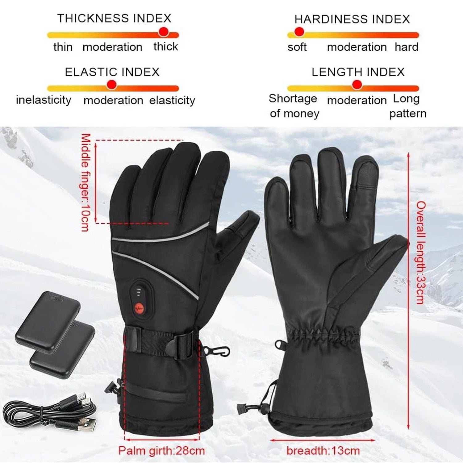 Touchscreen rechargeable heated gloves for smartphones