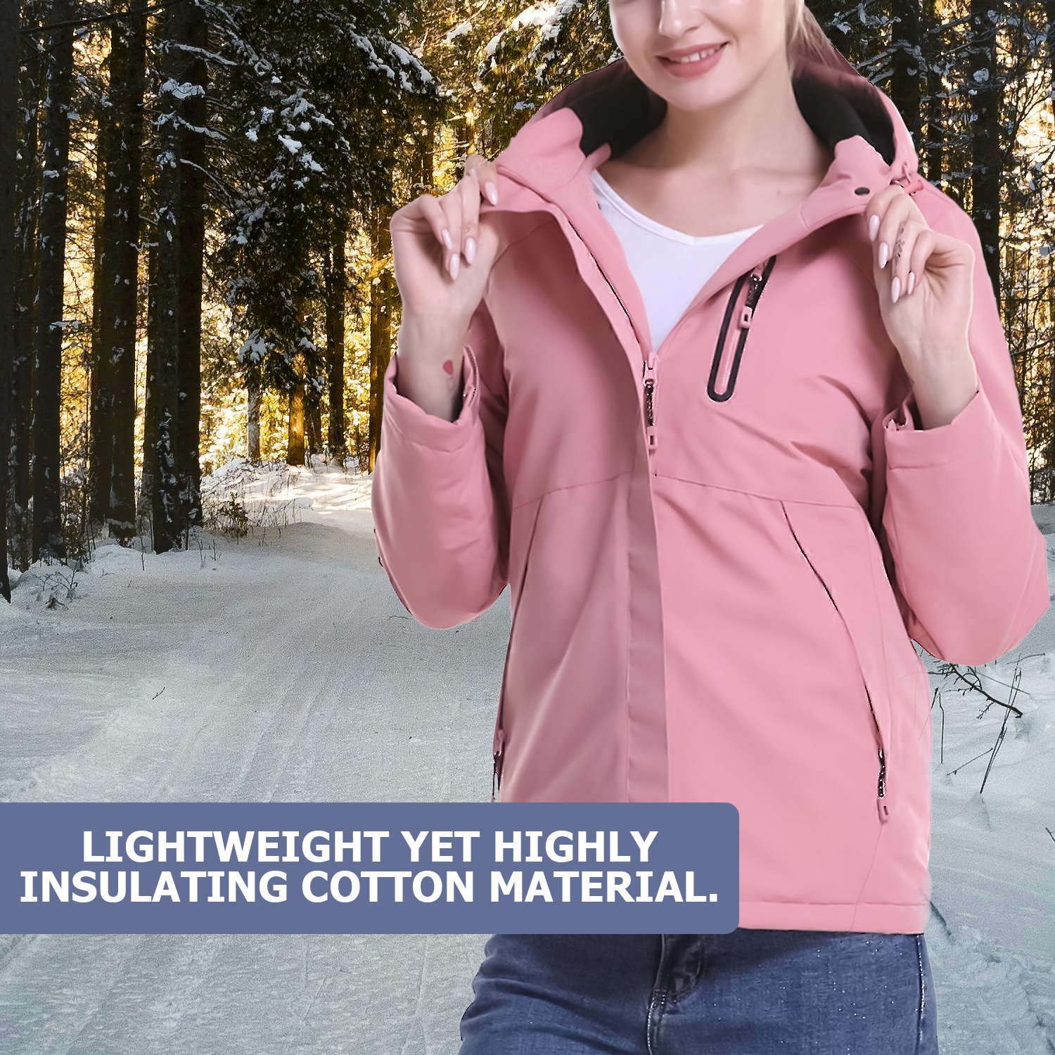 Warm thermal jacket for outdoor winter activities