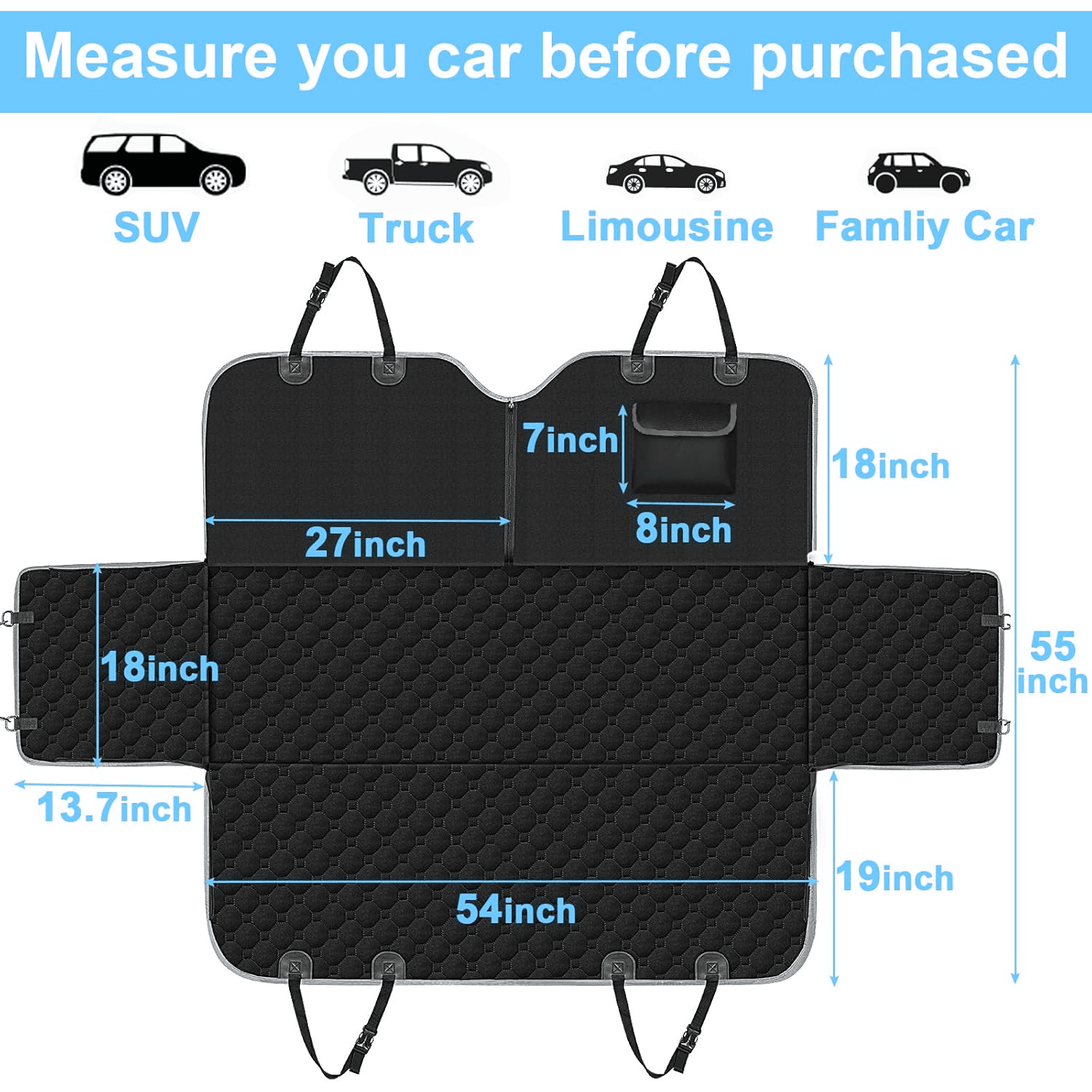 Waterproof dog car seat cover for travel protection