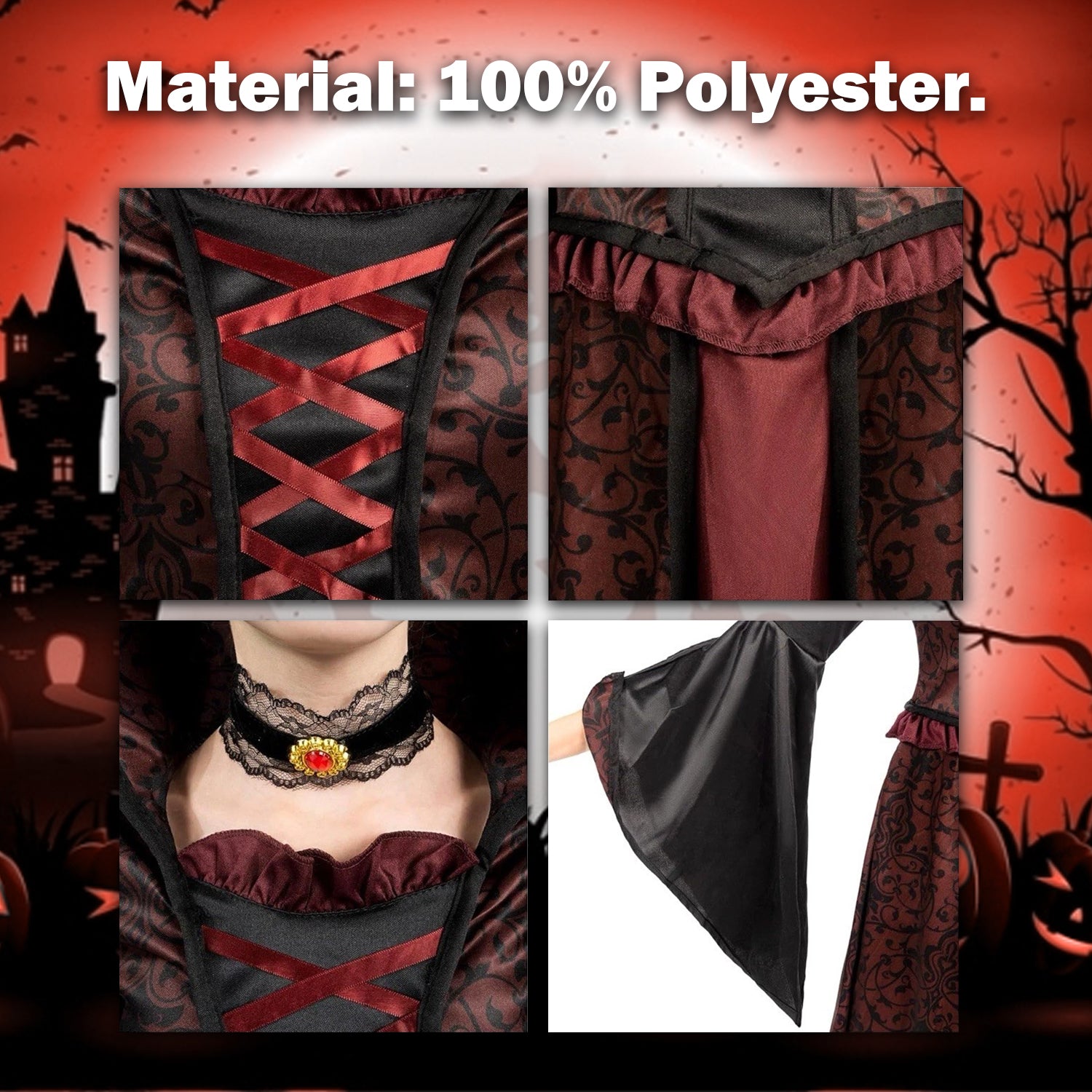 Women’s gothic vampire dress with cape