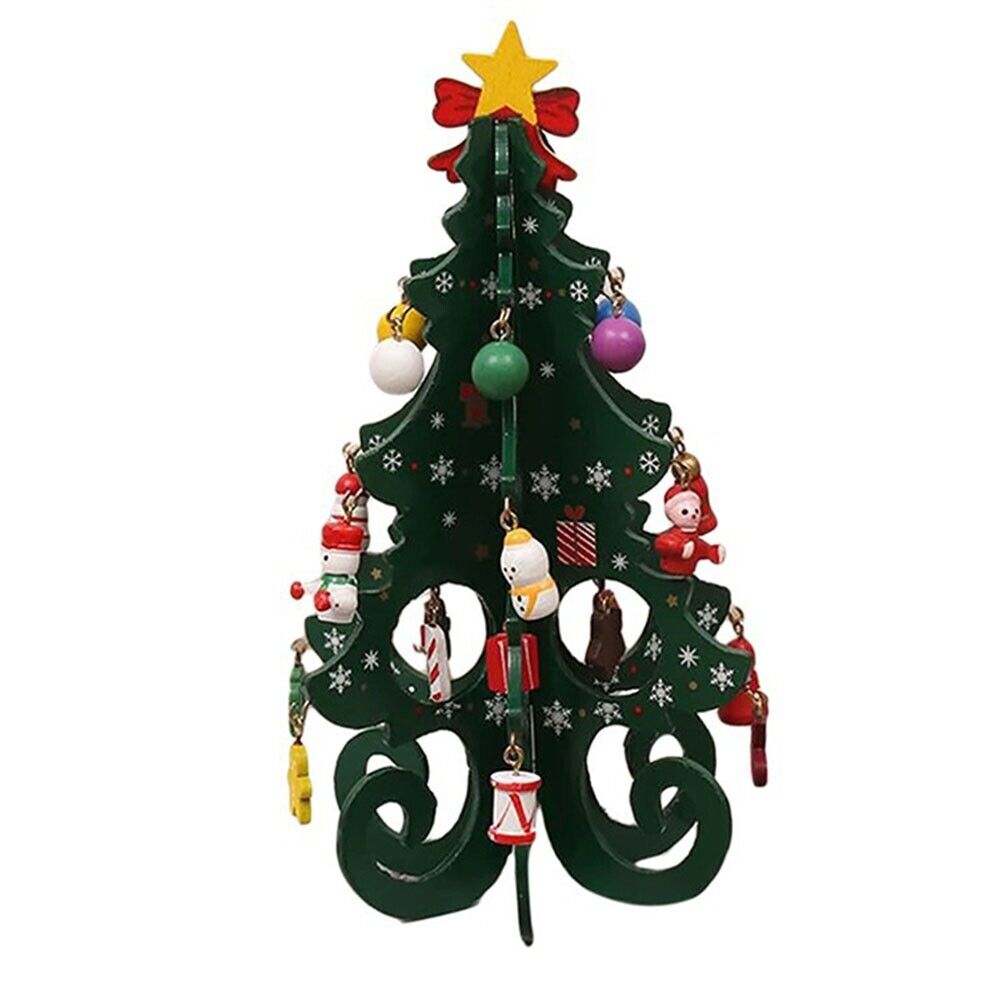 Wooden Xmas Tree With Ornaments