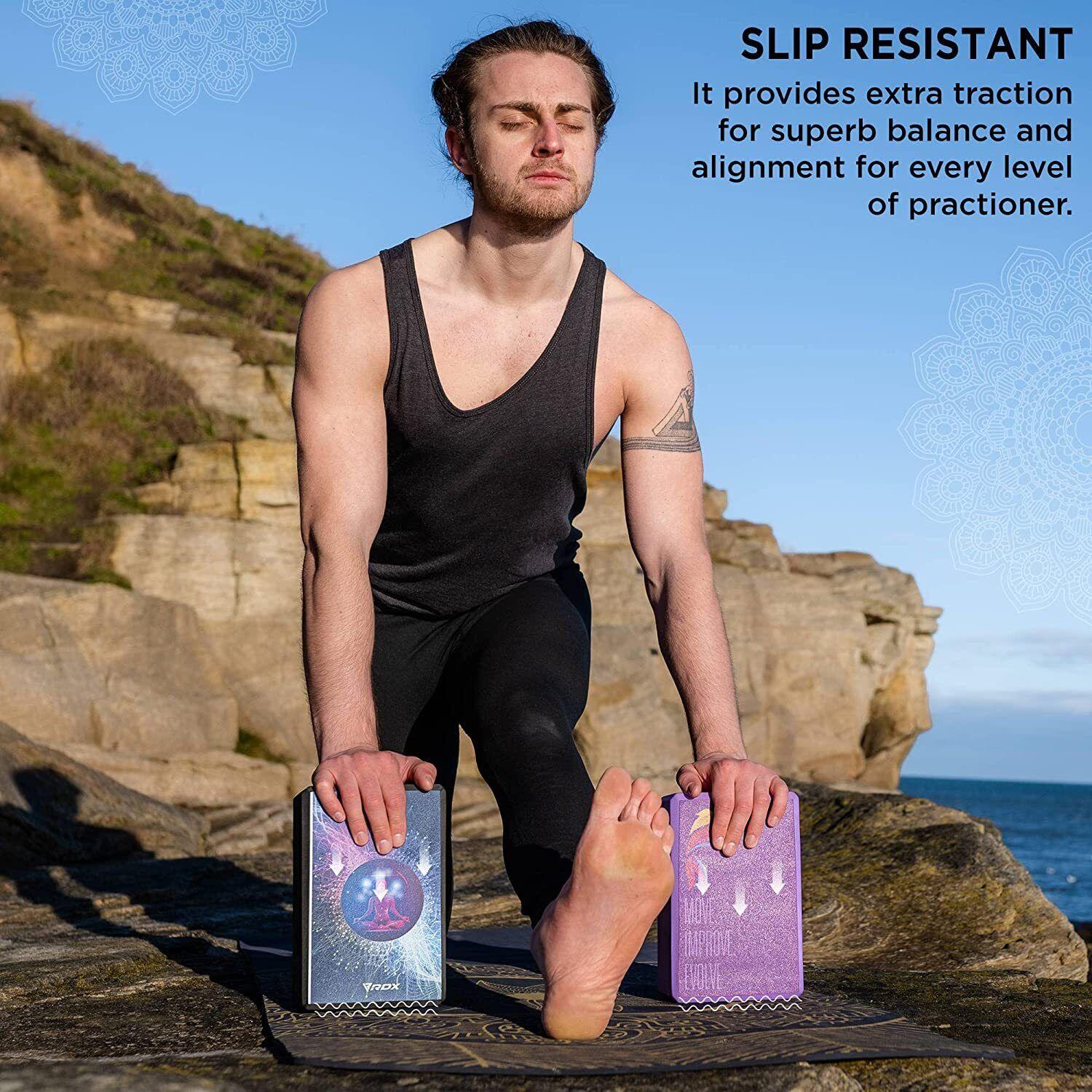RDX Yoga Block Set - High Density Eva Foam Yoga Brick Easy Grip Surface