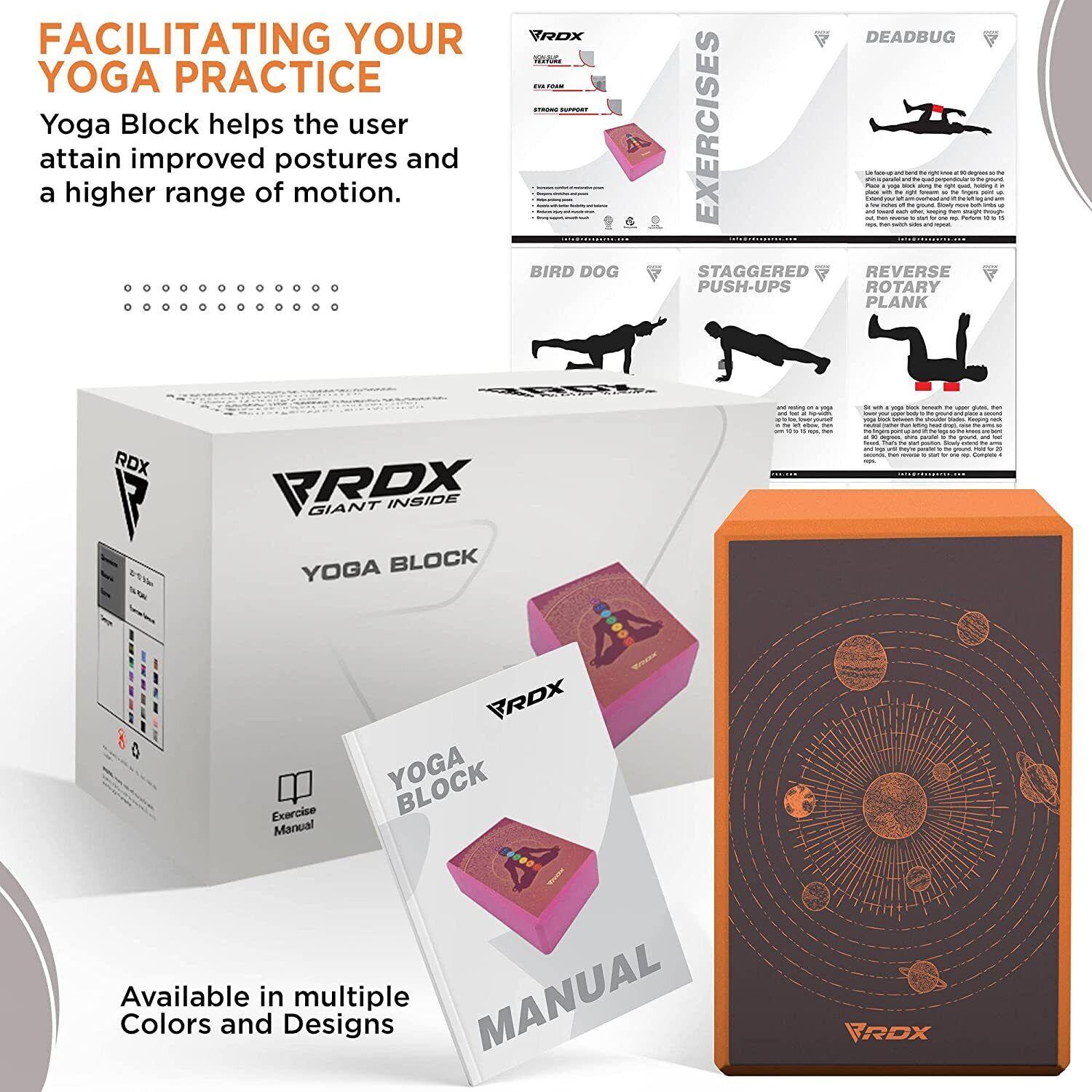 RDX Yoga Block Set - High Density Eva Foam Yoga Brick Easy Grip Surface