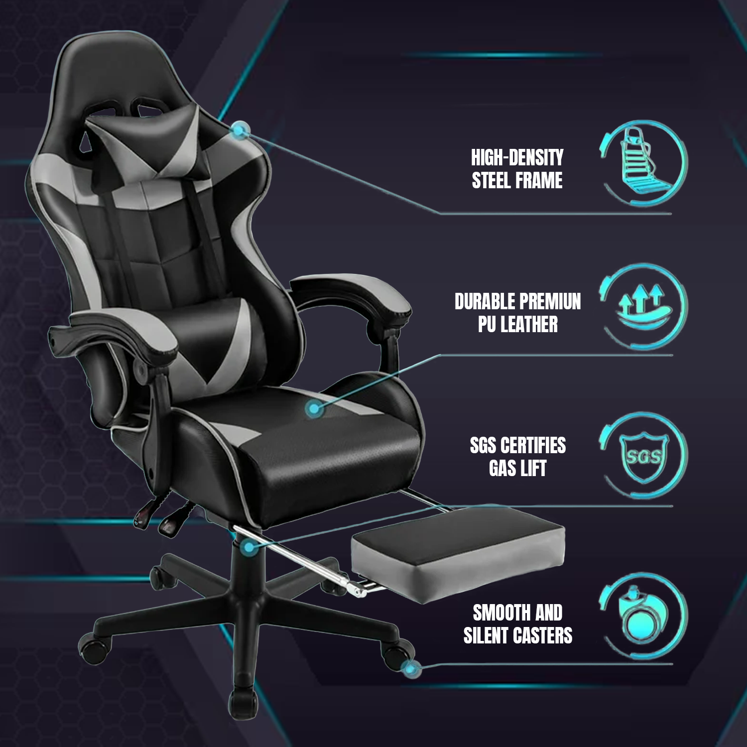 computer gaming office chair with lumbar support