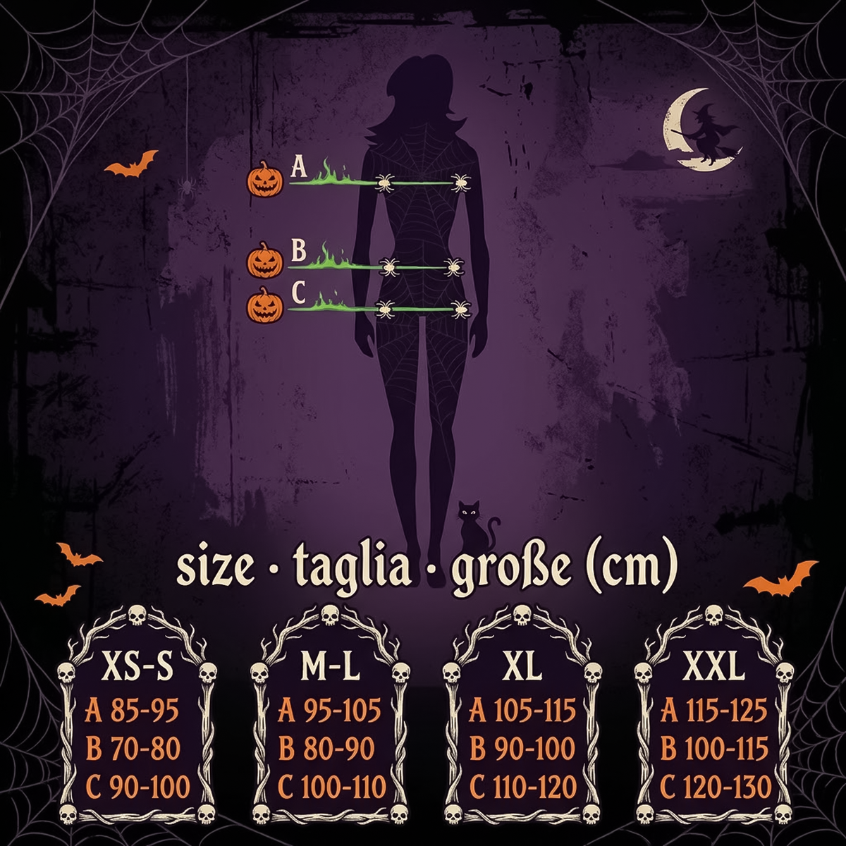 harlequin costume size chart