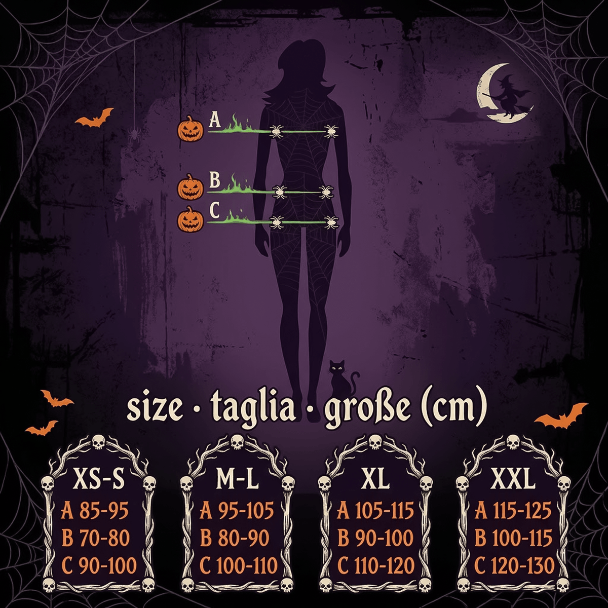 harlequin costume size chart