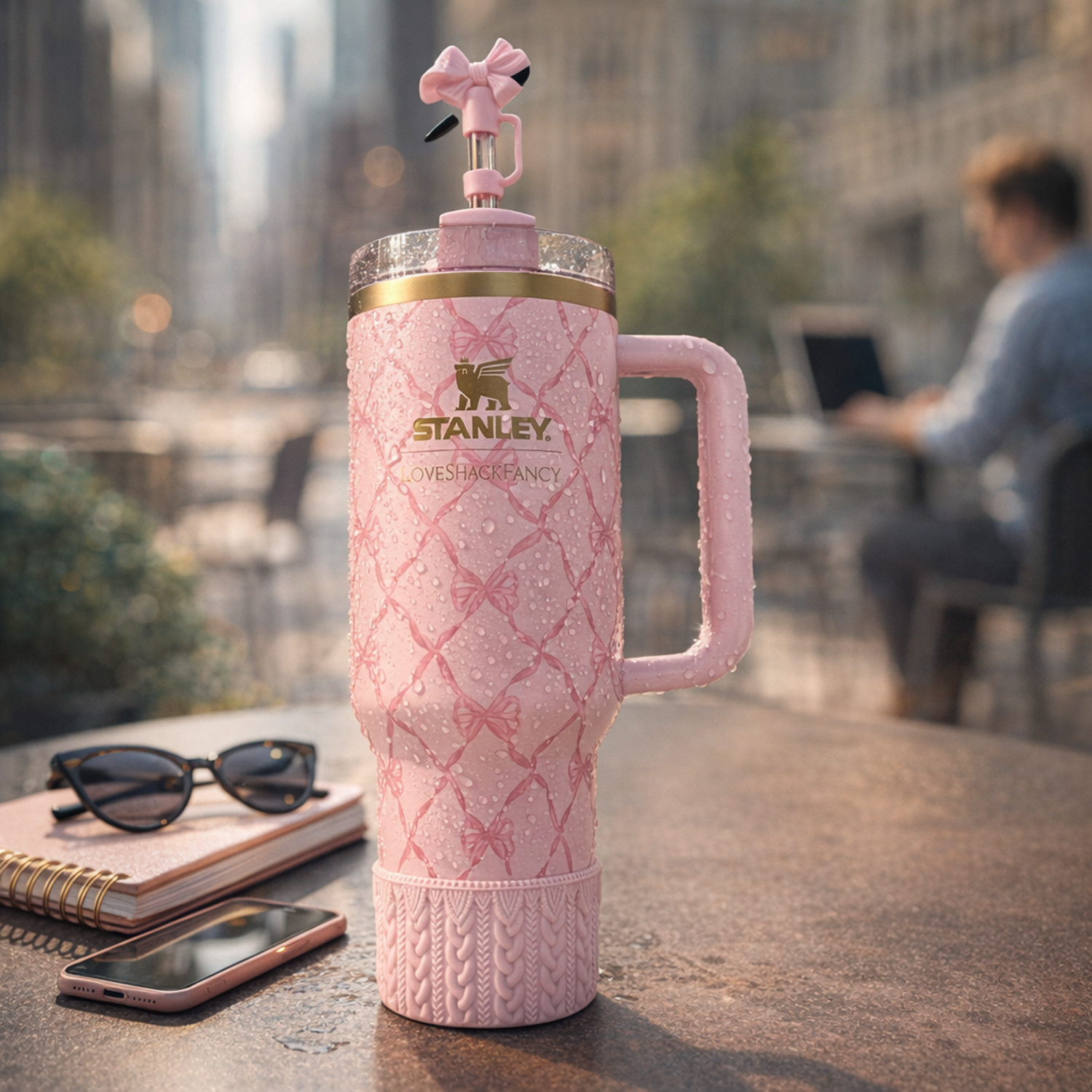 Insulated Straw Tumbler - 40 OZ Stanley Quencher H2.0 Tumbler with Straw Travel Mug for Cold or Hot Drinks Love Shack Fancy