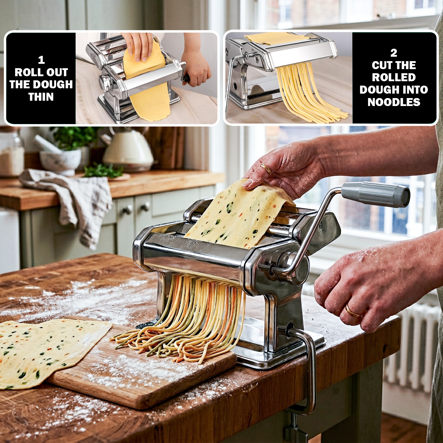 pasta processing with pasta maker roller machine