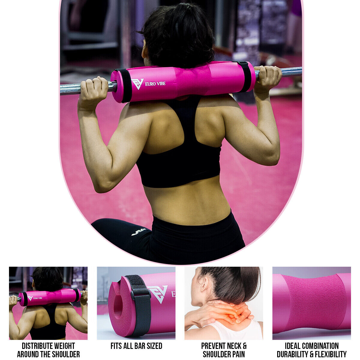 Hip Thruster Bar Pad - Barbell Pad Hip Thrust with Ankle Straps for Cable Machines Do Squats, Lunges, Hip Thrusts, Glutes & Leg Workouts