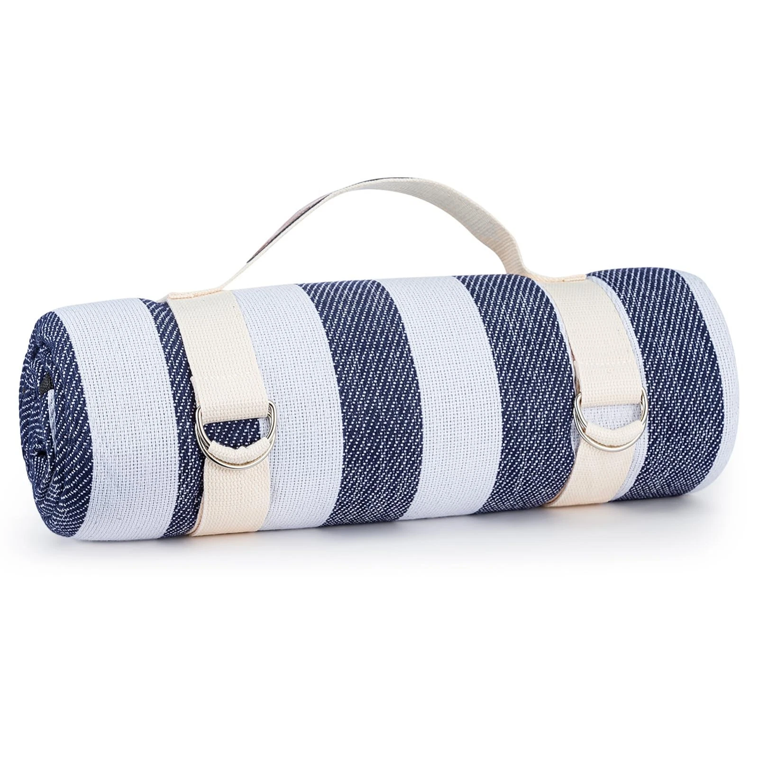 waterproof picnic blanket blue thick stripes