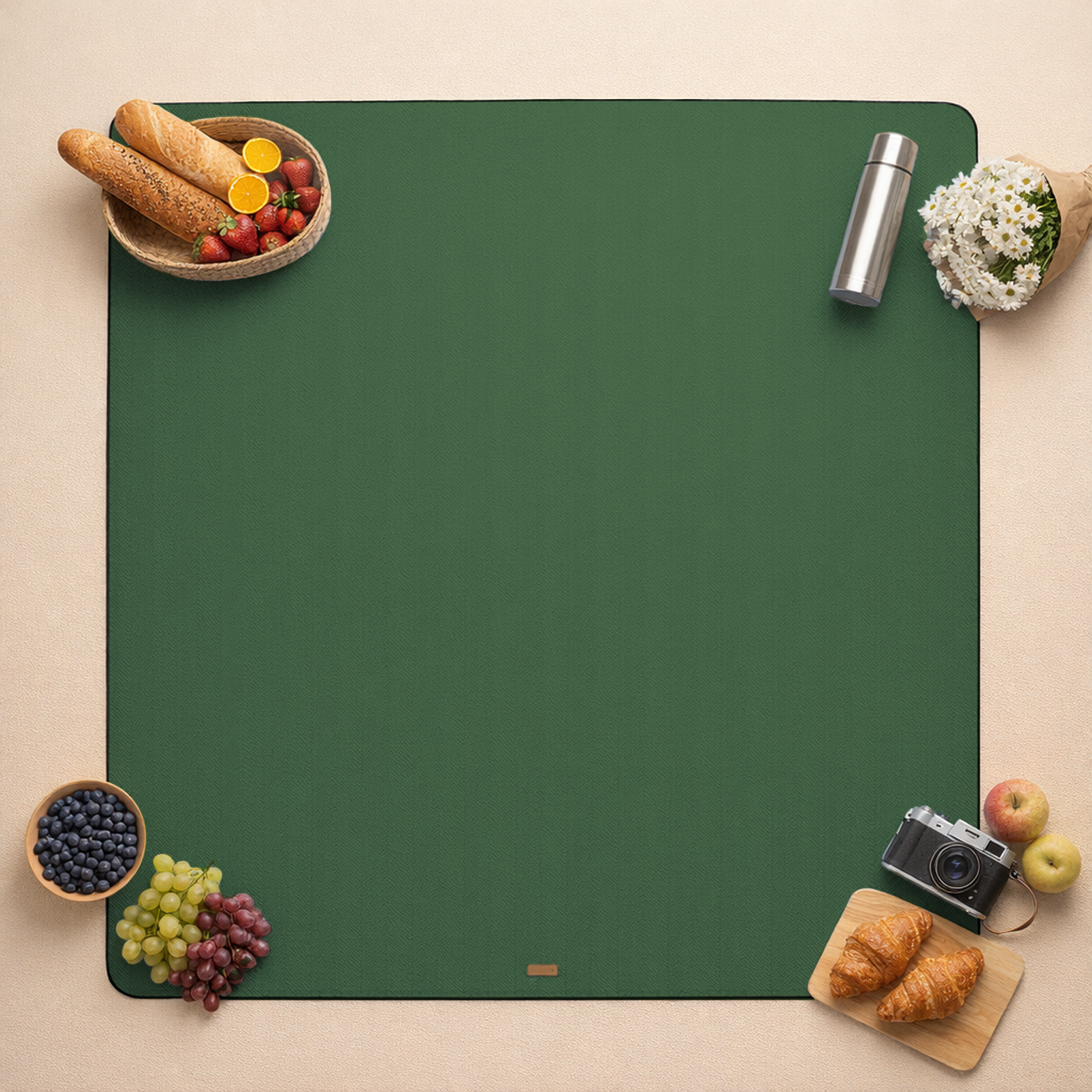 waterproof picnic blanket green full view