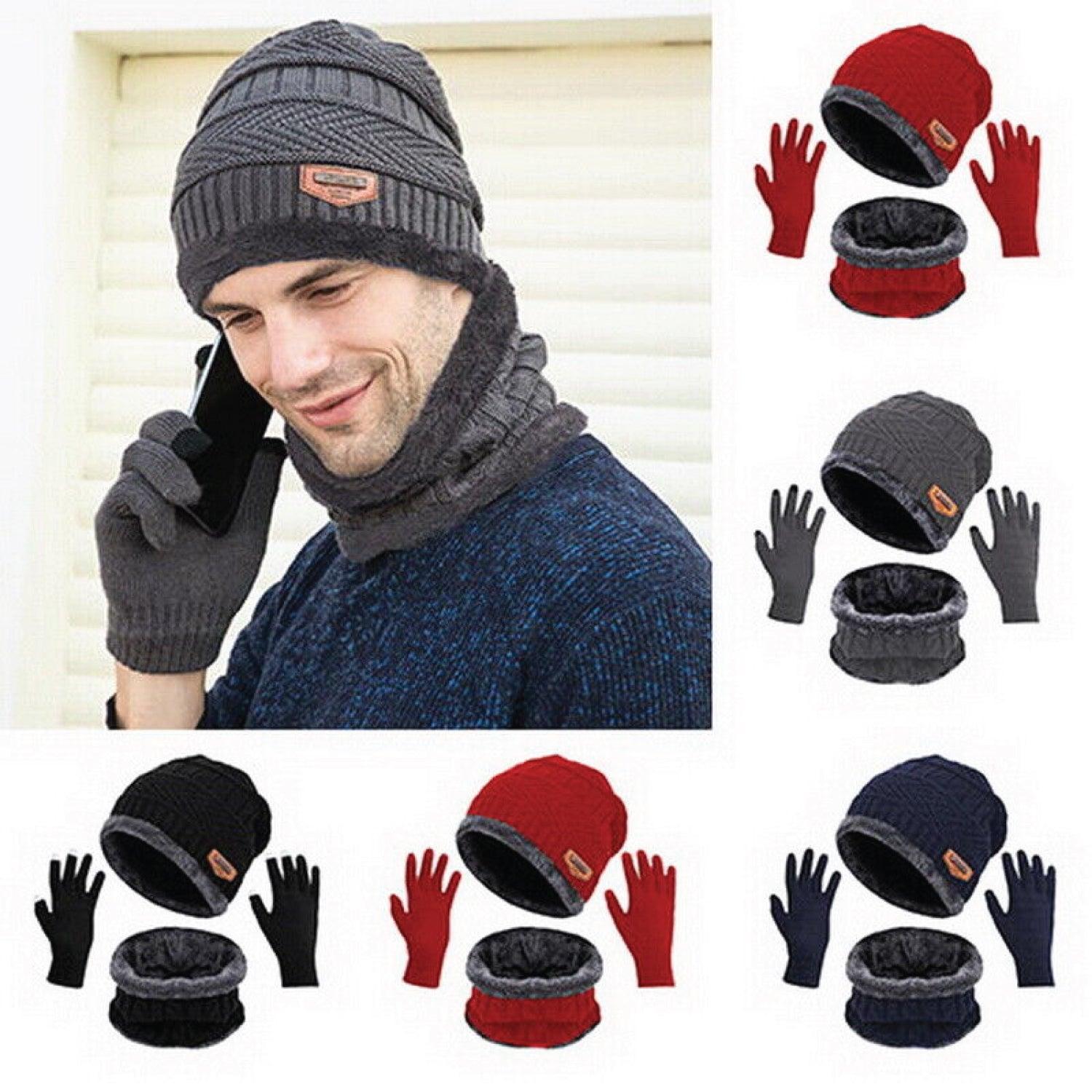 Grey Hat Scarf and Gloves Set