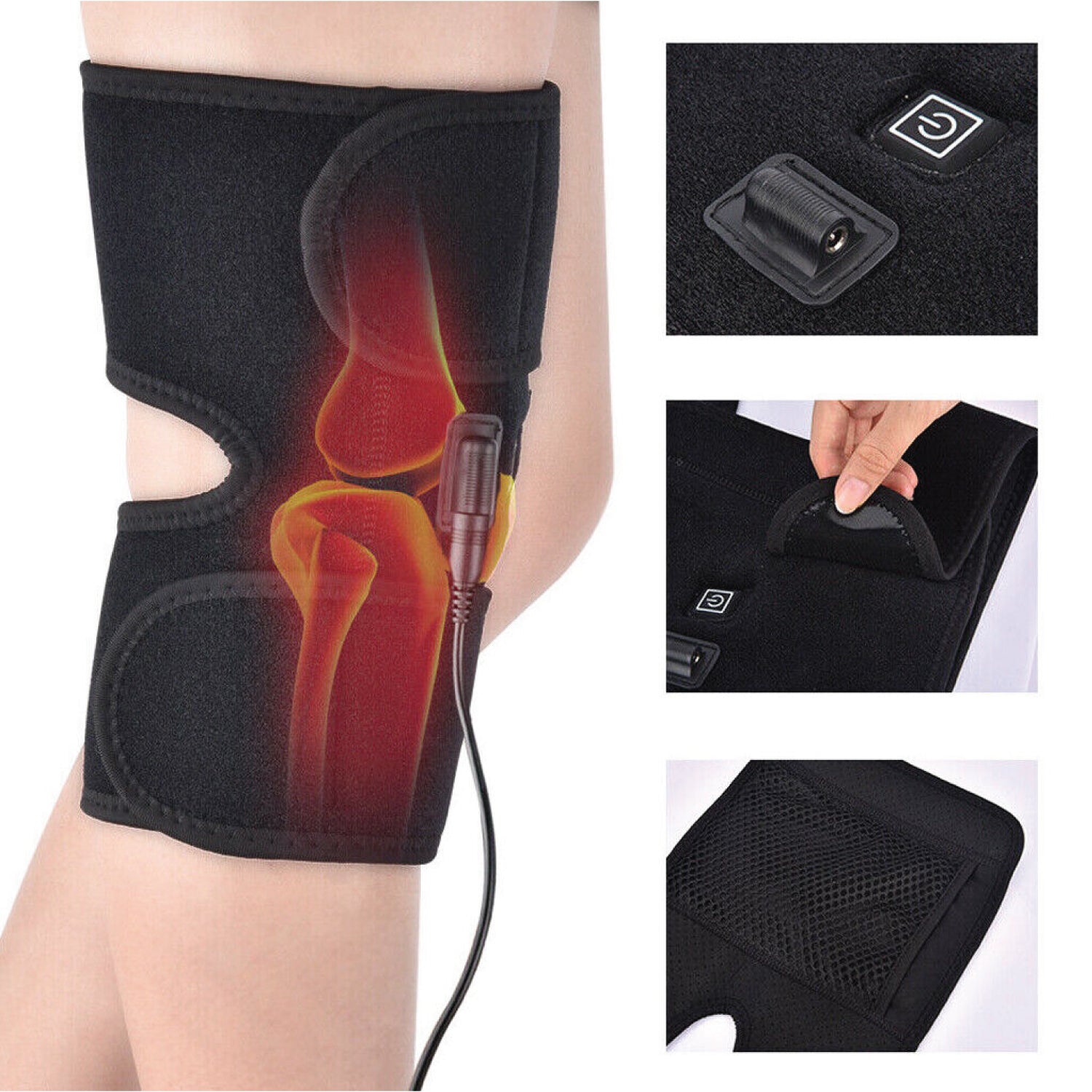Comfier Heated Knee Brace Wrap with Massage,Vibration Knee Massager with Heating Pad for Knee, Leg Massager